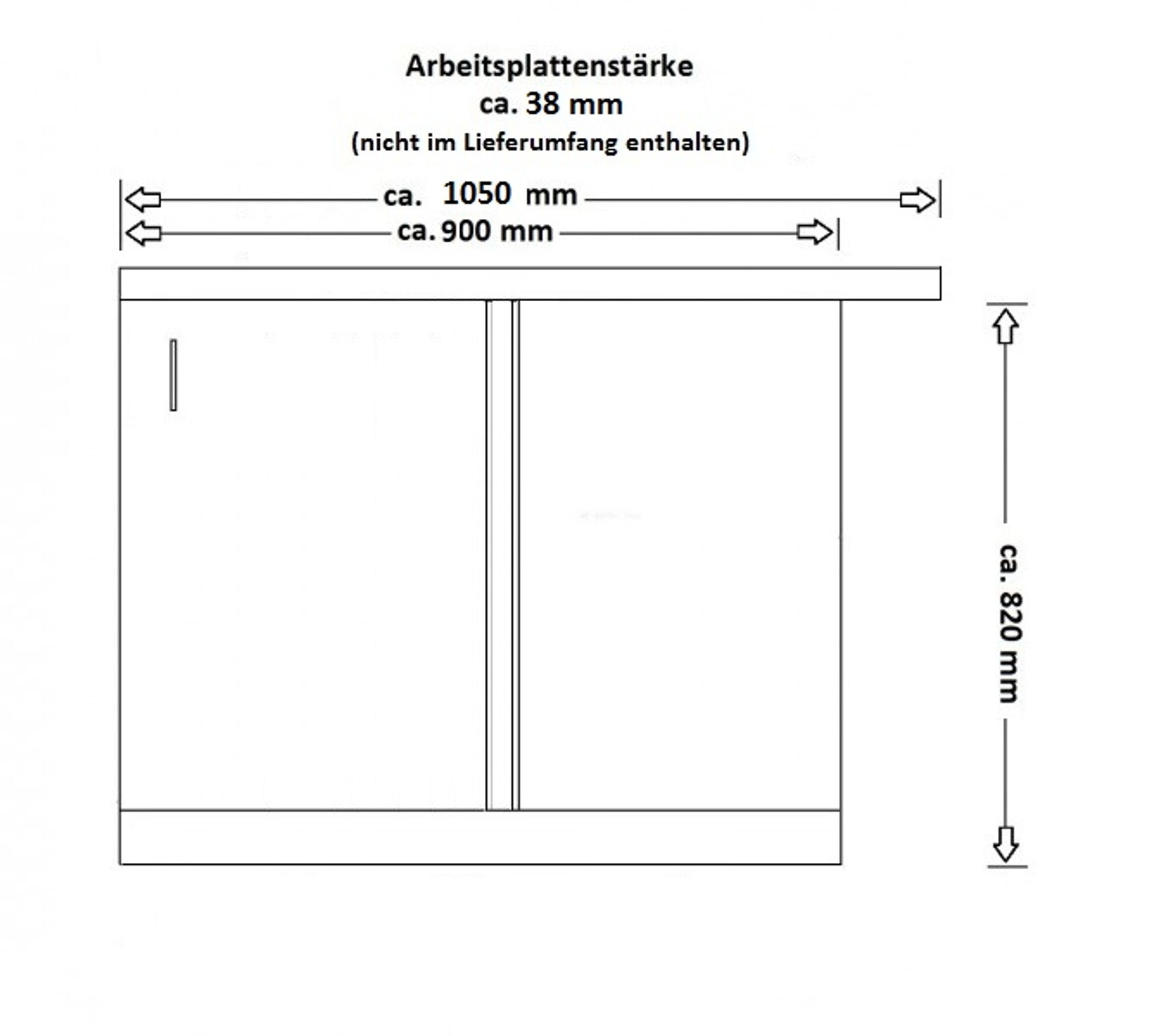 Küchen-Preisbombe Eckunterschrank Küche cm Eiche Küchenblock Küchenzeile Hochglanz Weiß 105 Artisan 