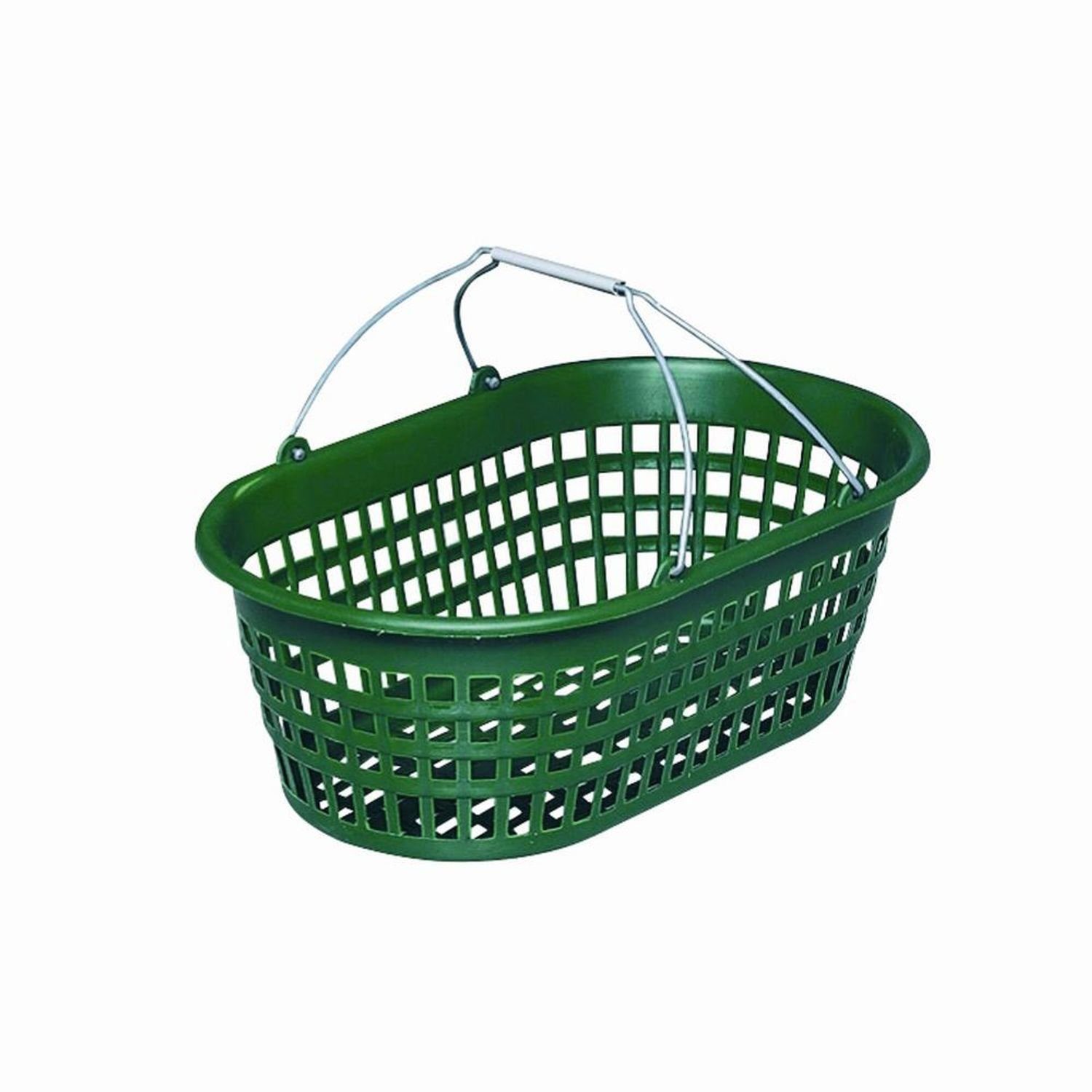 Wäschekorb Gartenkorb mit Draht-Klappbügel, 15 kg oval, grün mit Draht-Klappbügel