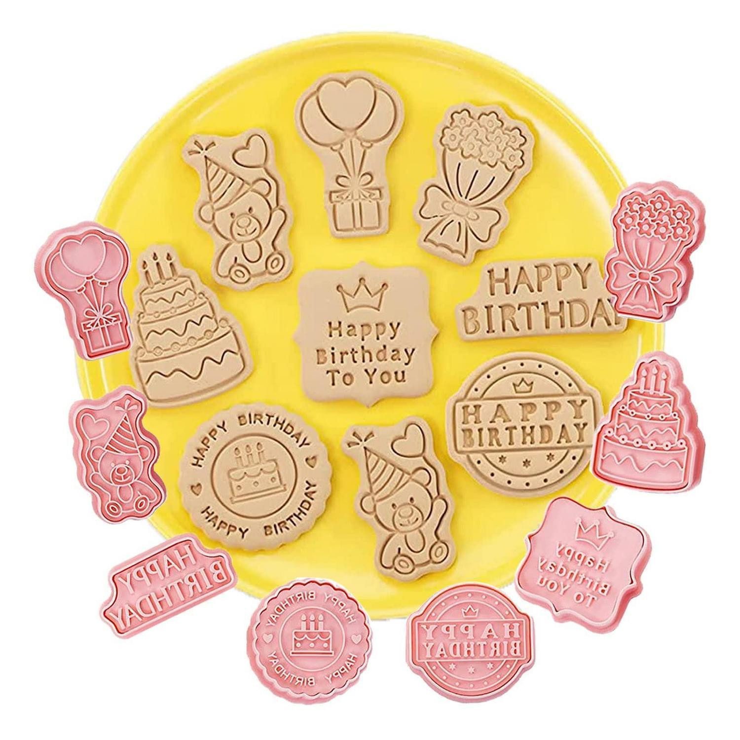 LuxusKollektion Ausstechform Ausstecher Set 8tlg Happy Birthday Keks, Kunststoff, (8-St)