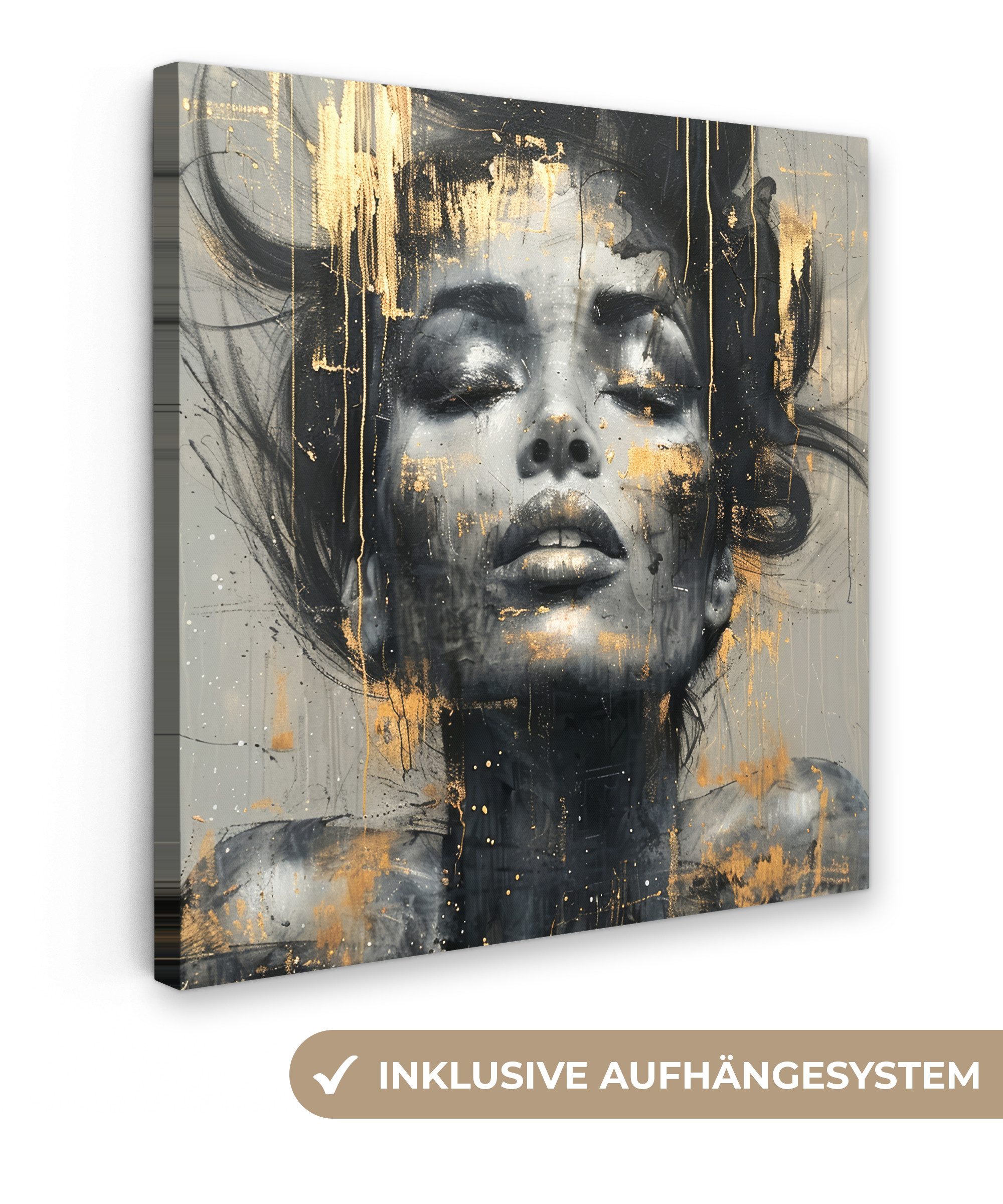 OneMillionCanvasses® Leinwandbild Frau - Kunst - Gold - Abstrakt - Glamour, günstig online kaufen
