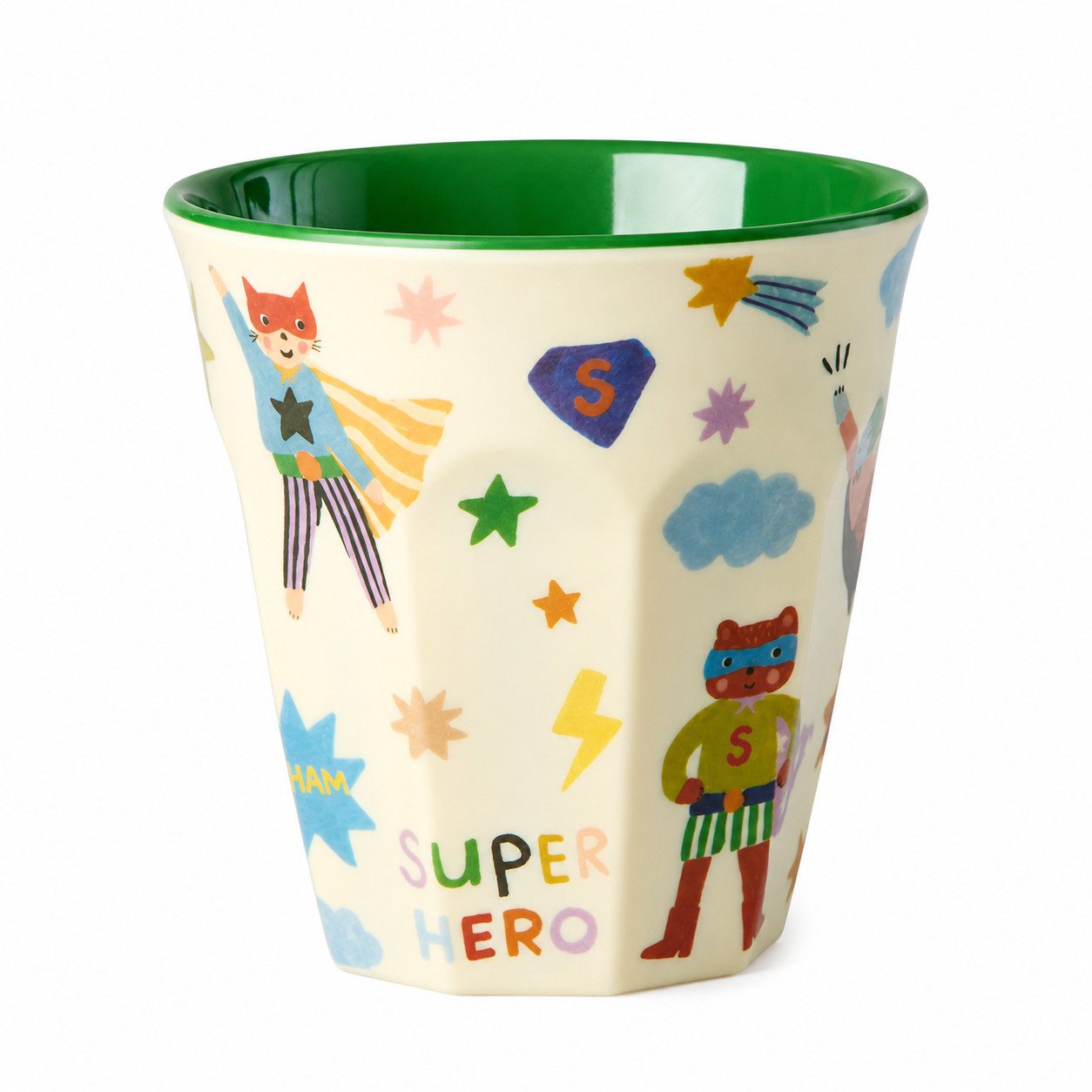 rice Becher Melamin Kinderbecher 250ml Grün Creme - Becher für Kita, 1-tlg., Melamin