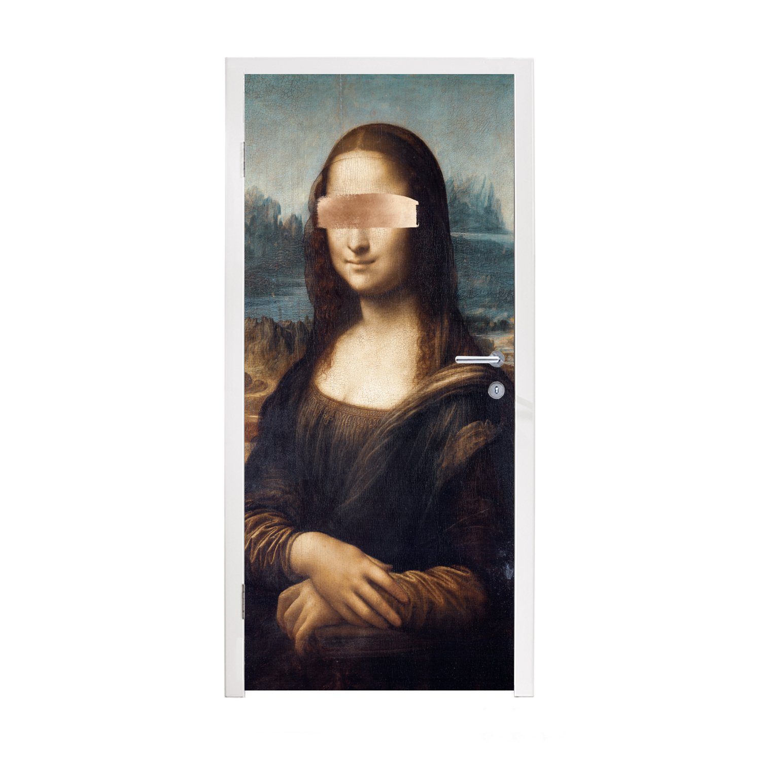 MuchoWow Türtapete Mona Lisa - Gemälde - Farbe, Matt, bedruckt, (1 St), Fototapete für Tür, Türaufkleber, 75x205 cm