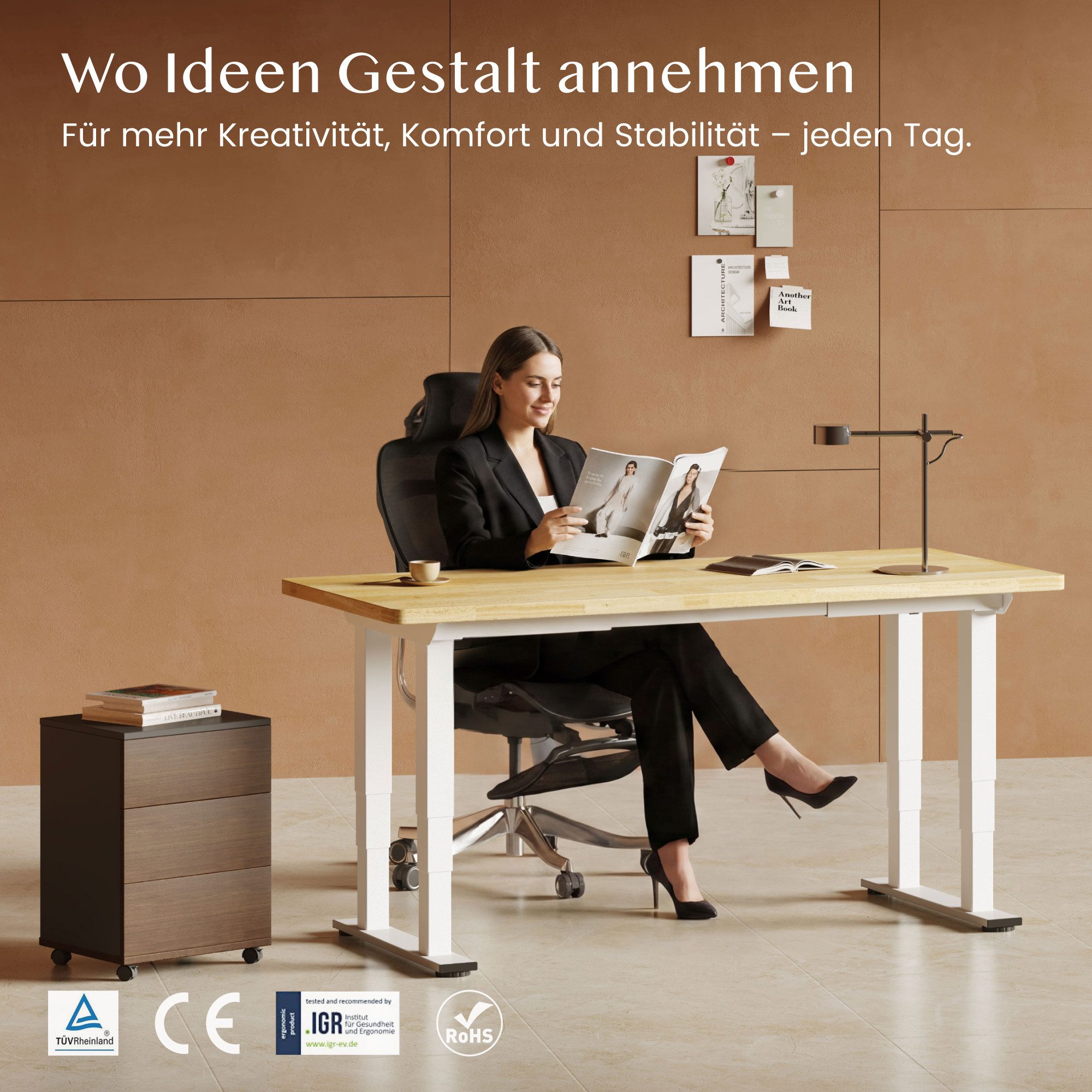FLEXISPOT Schreibtisch Höhenverstellbarer Schreibtischgestell mit 4-Beinen (Dual-Motor, 66-131 cm höhenverstellbar, belastbar bis 250KG, USB-Anschluss und Kollisionsschutz), ideal für Büro, Homeoffice & als Esstisch nutzbar