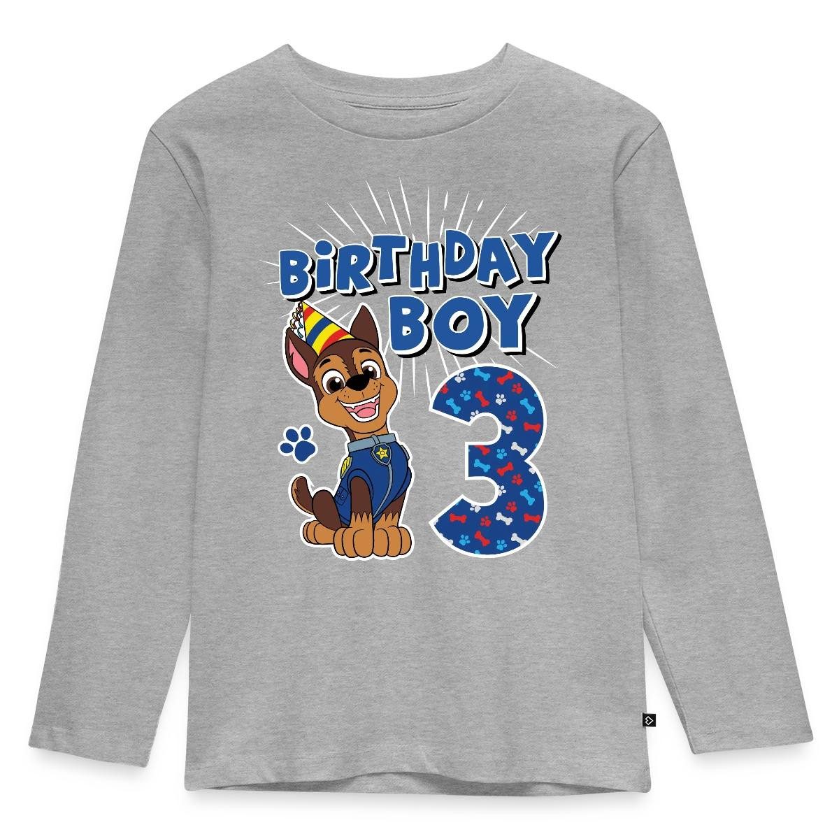 T-Shirt Paw Patrol Chase 3 Jahre Alt 3. Geburtstag Kinder Premium Langarmshirt