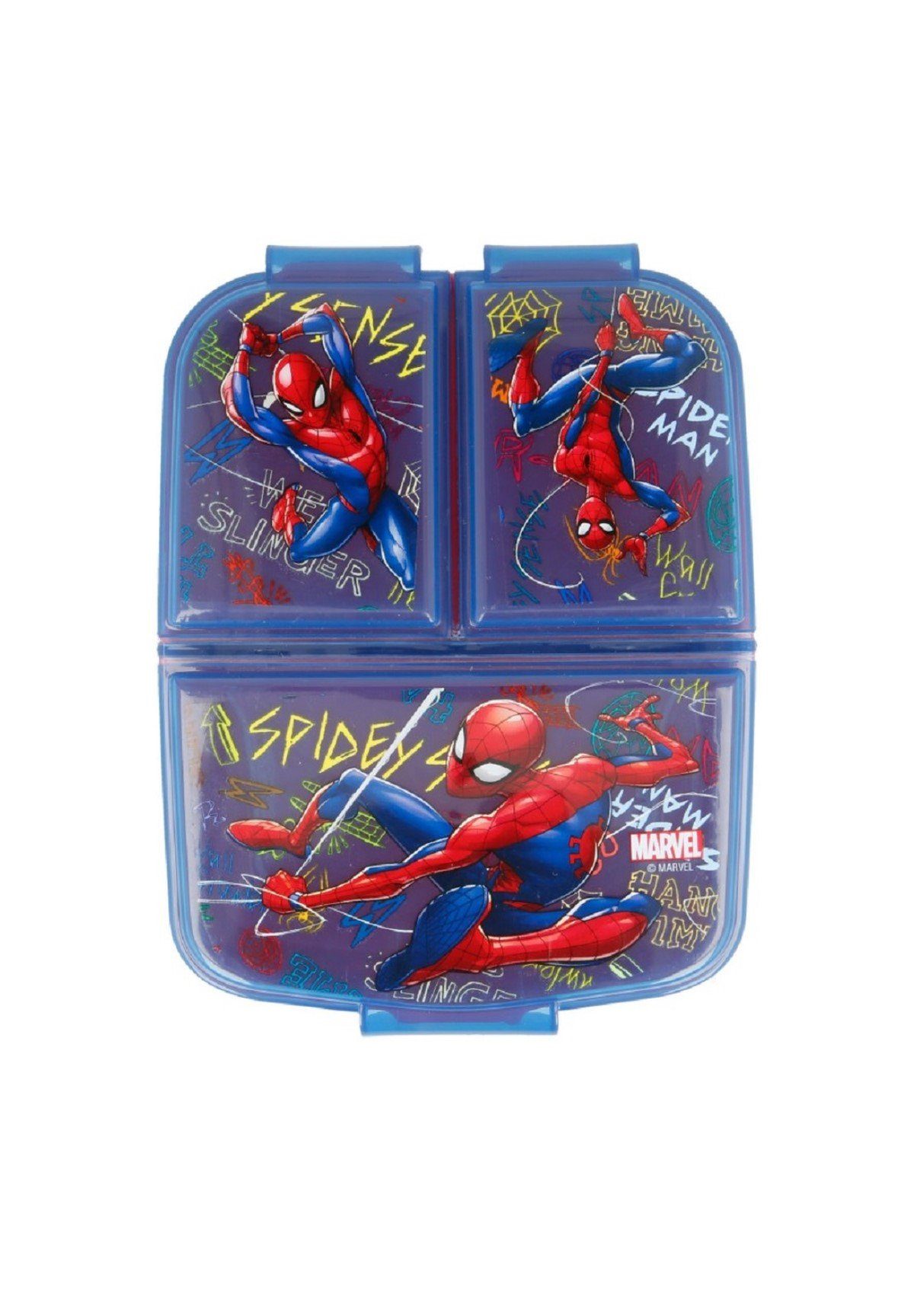 MARVEL Spiderman Lunchbox mit BPA-frei 3 Brotdose, Vesperdose Fächern