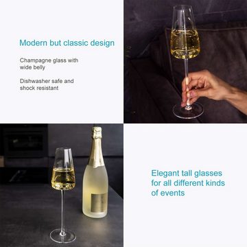 Intirilife Champagnerglas, Glas, 2x Champagner Sekt Kristall Glas modernes Design 220 ml
