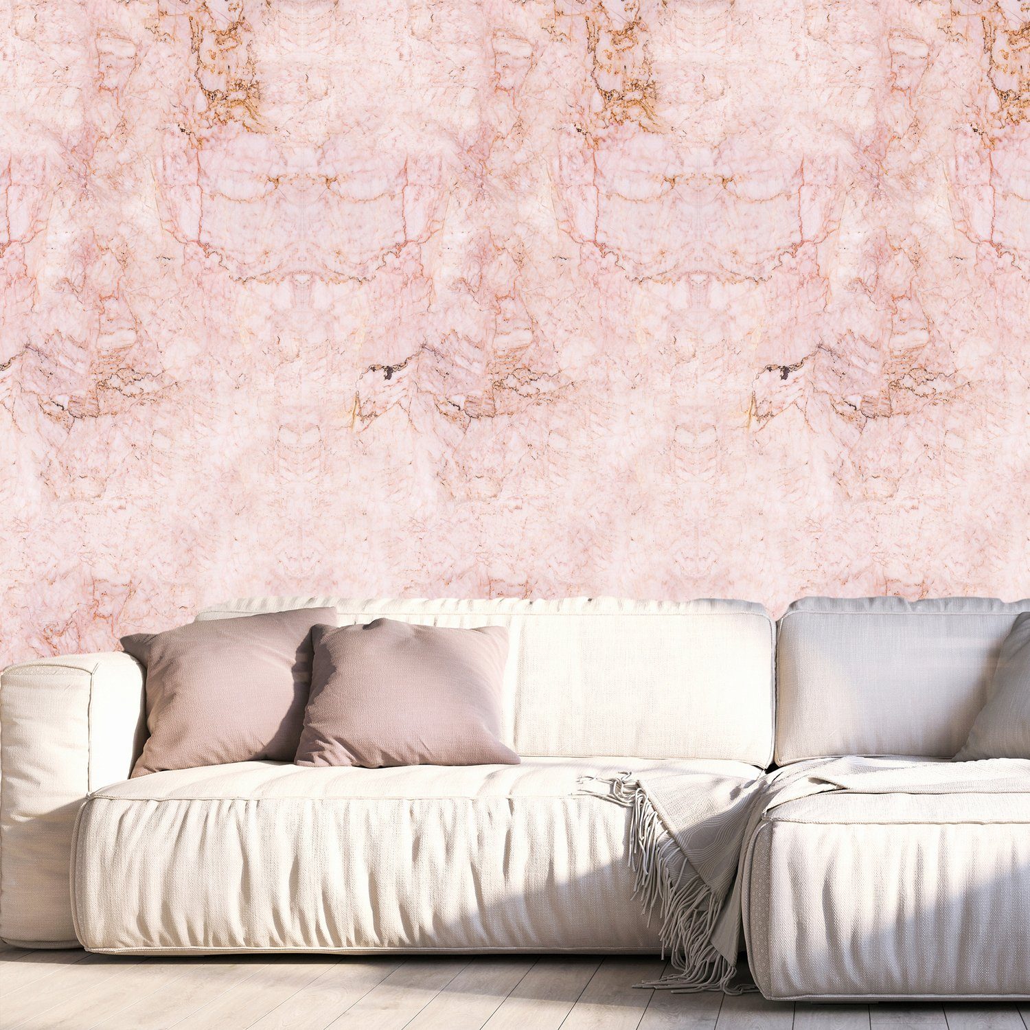 queence Vinyltapete Marmor-Rosa, glatt, Steinoptik, 90x250cm, selbstklebend, kinderleichte Anbringung, Sticker