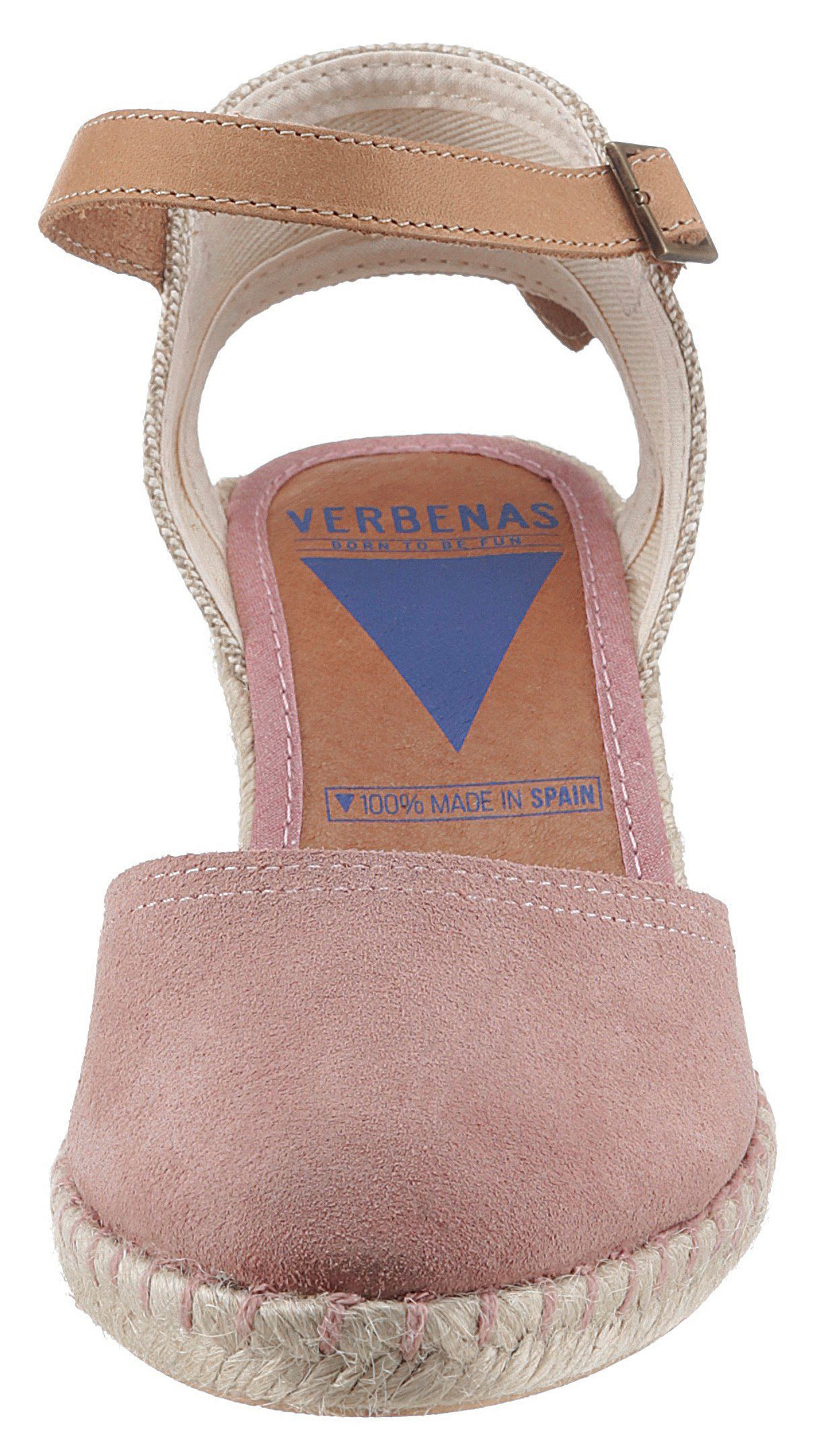 VERBENAS Sandalette mit altrosa bezogenem Keilabsatz Bast