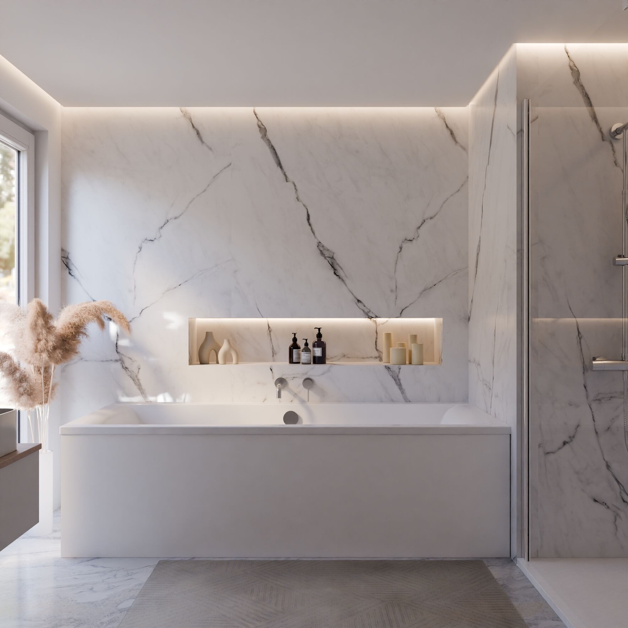 Schulte Badewanne Rechteck Onda, 200x90 cm Sanitäracryl Weiß Komplett-Set mit Wannenträger und Ablauf