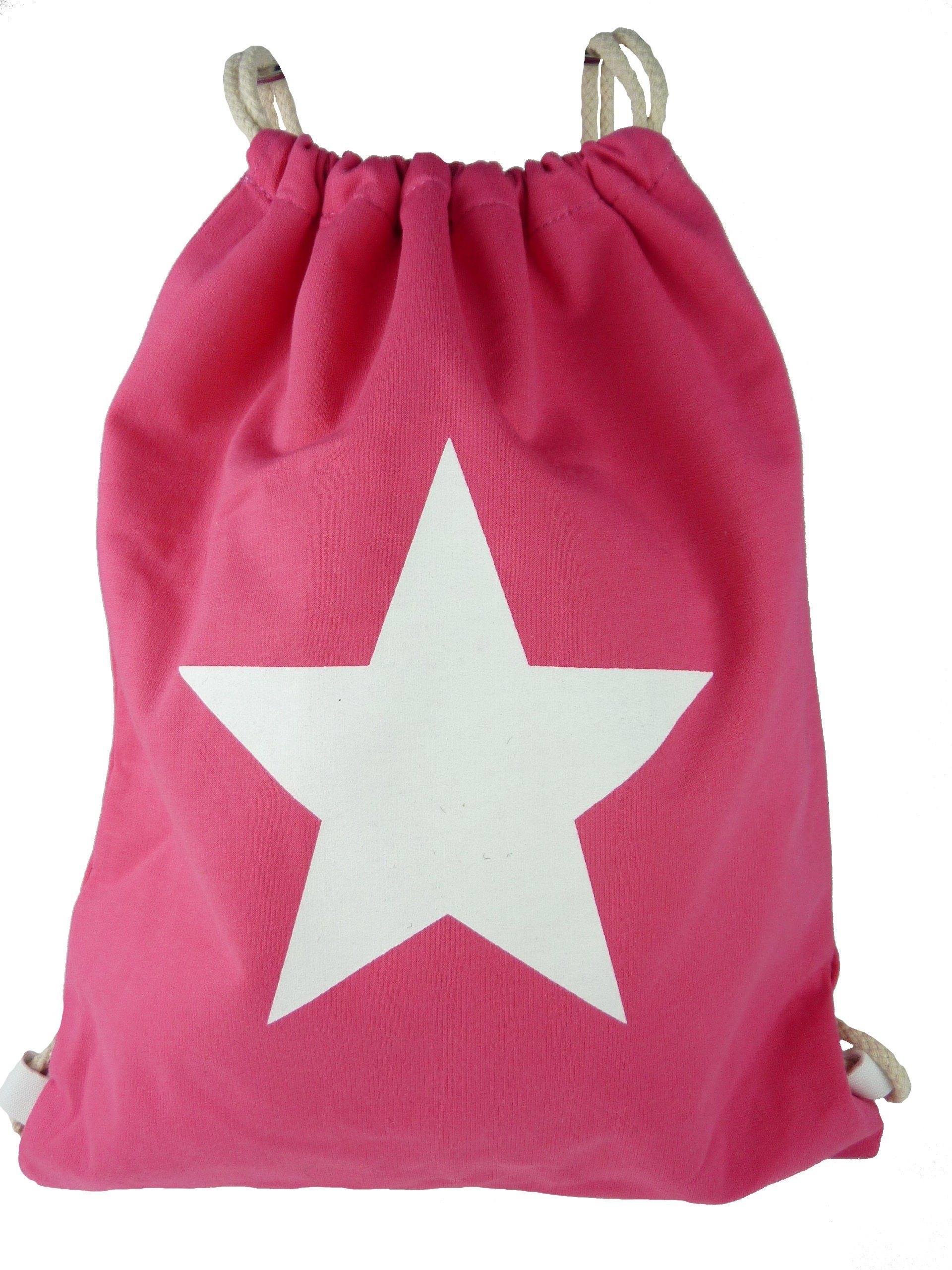 Taschen4life Gymbag Turnbeutel Rucksack 1605, mit großem Stern, Jute Beutel, sling bag, Sportbeutel pink
