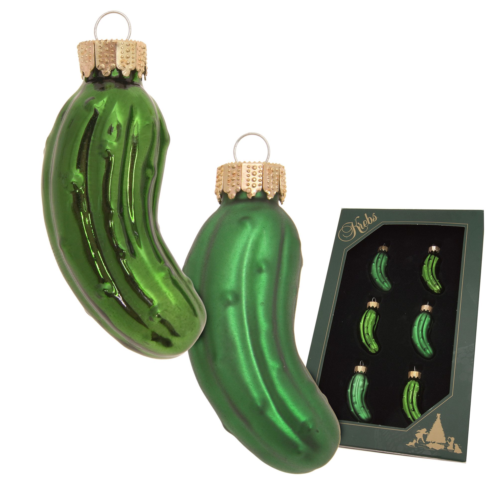 Krebs Glas Lauscha Christbaumschmuck 6er Set Mini Figuren - Gurken - ca. 6c günstig online kaufen