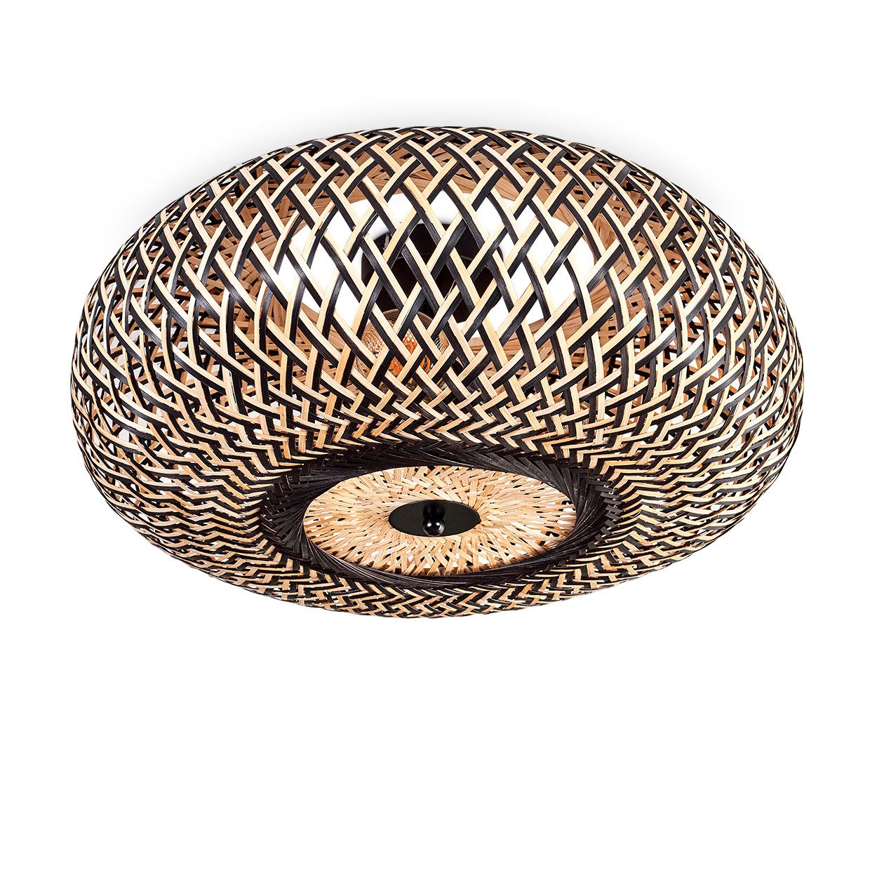 hofstein Deckenleuchte Deckenlampe aus Metall/Bambus in Schwarz/Natur, ohne günstig online kaufen