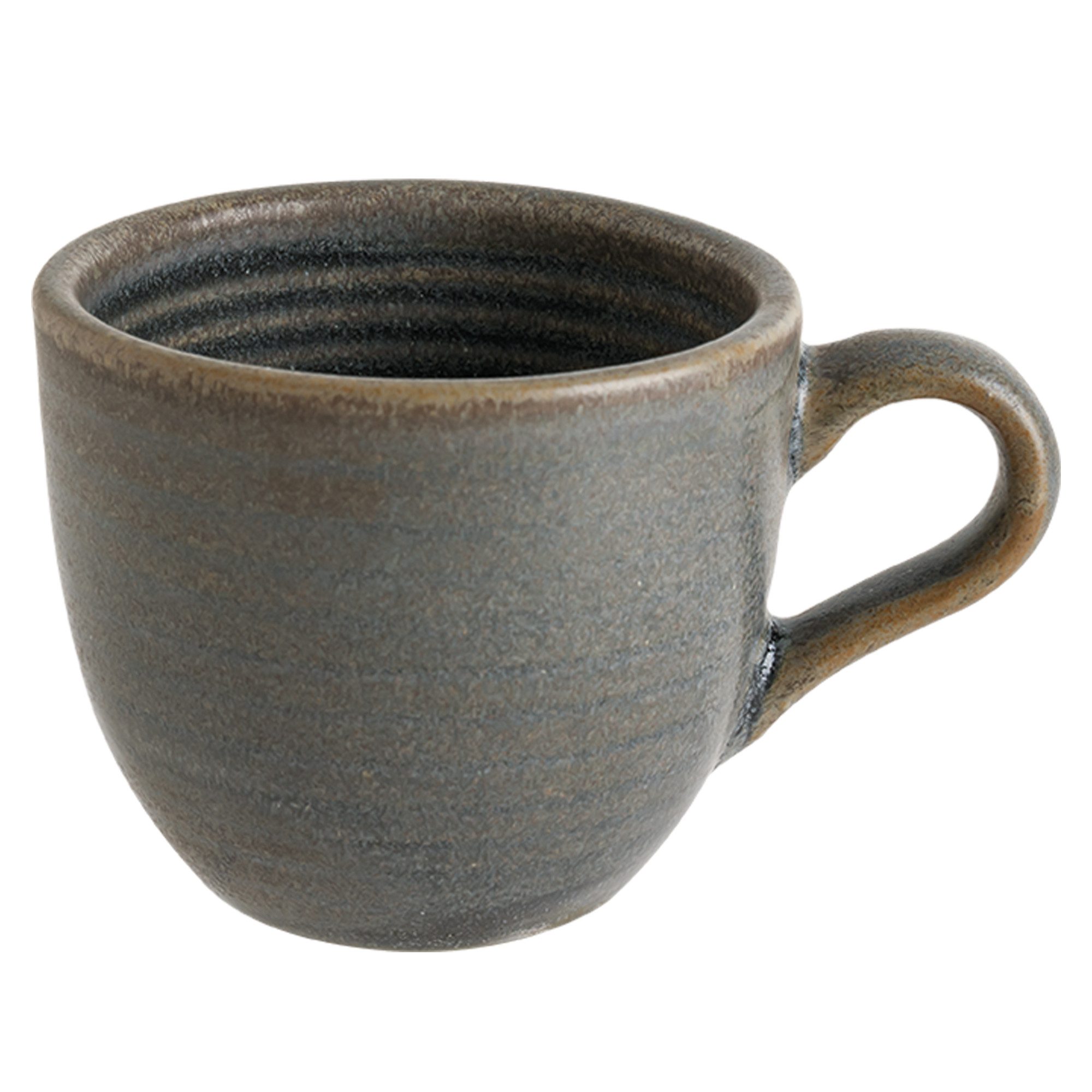 Bonna Espressotasse 6x Hornfels Ripple 100 ml, Robustes Porzellan, Grau, 6-tlg., Porzellan, Mikrowellen- & spülmaschinenfest