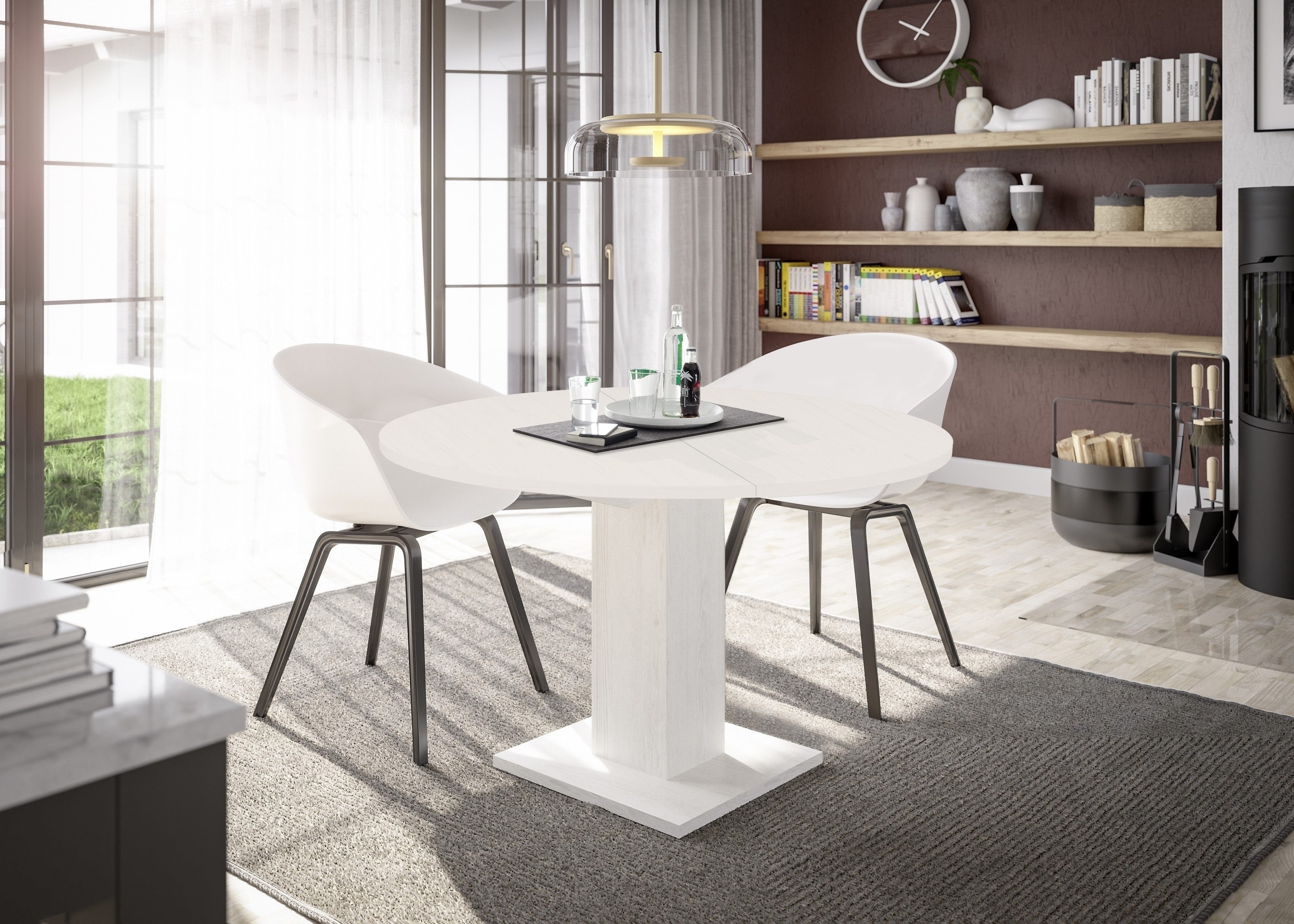 Mäusbacher Säulen-Esstisch (ausziehbar) in pino aurelio - 90x76x90cm (BxHxT günstig online kaufen