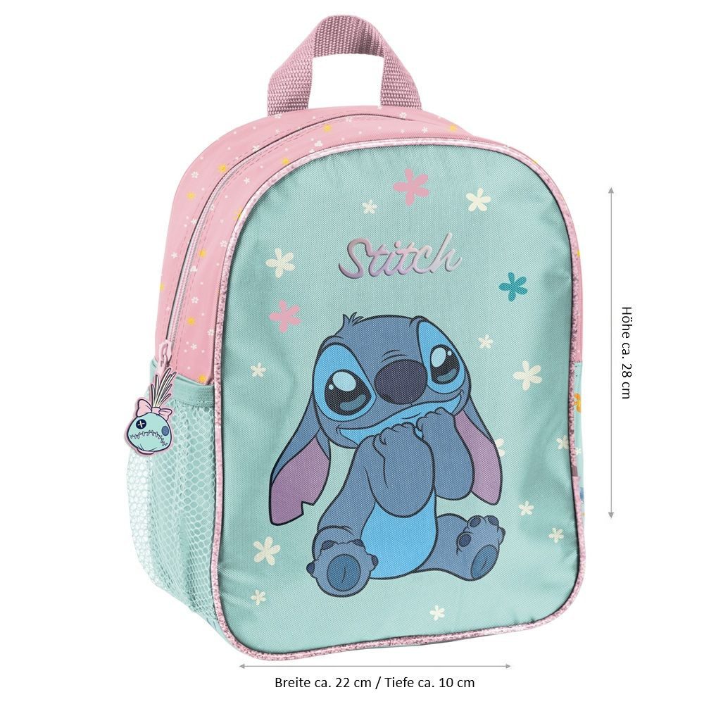 PASO Kindergartentasche Disney Stitch für Mädchen (Set, 4-tlg., inkl. Turnbeutel, Brotdose und Trinkflasche), Mädchen Rucksack Set in Türkis Rosa mit Disney Stitch