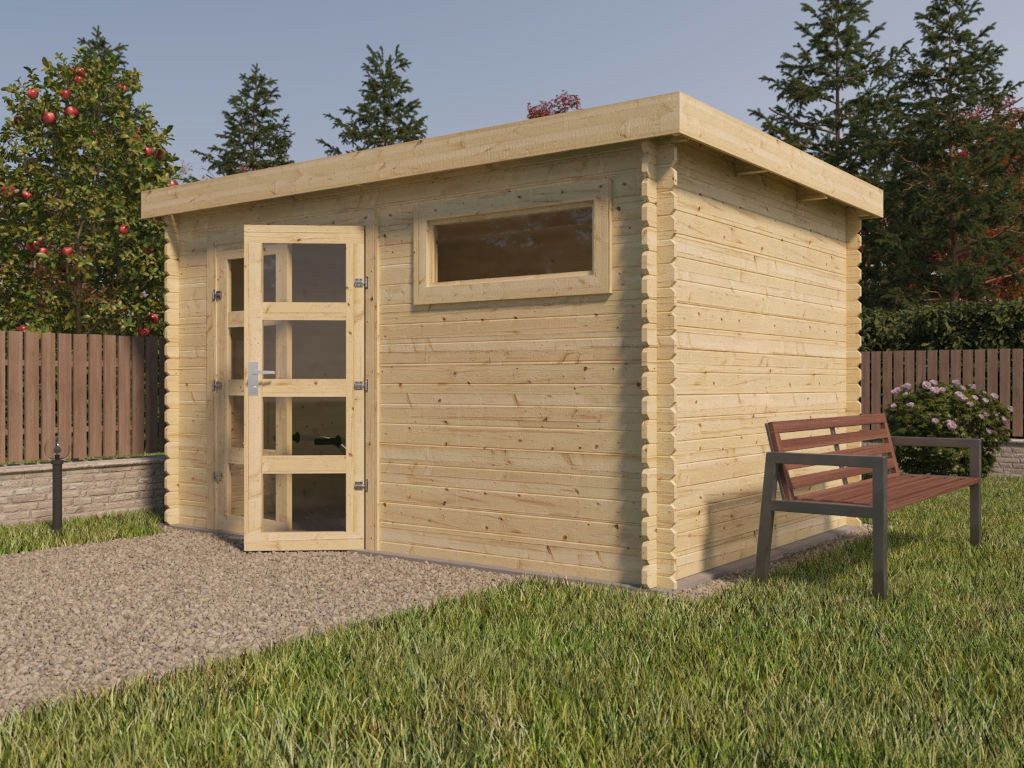 Woodtex Gartenhaus Gartenhaus Blockbohlenhaus Todd 28 mm naturbelassen, BxT: 399.80x268 cm, 28 mm Wandstärke, Doppeltür