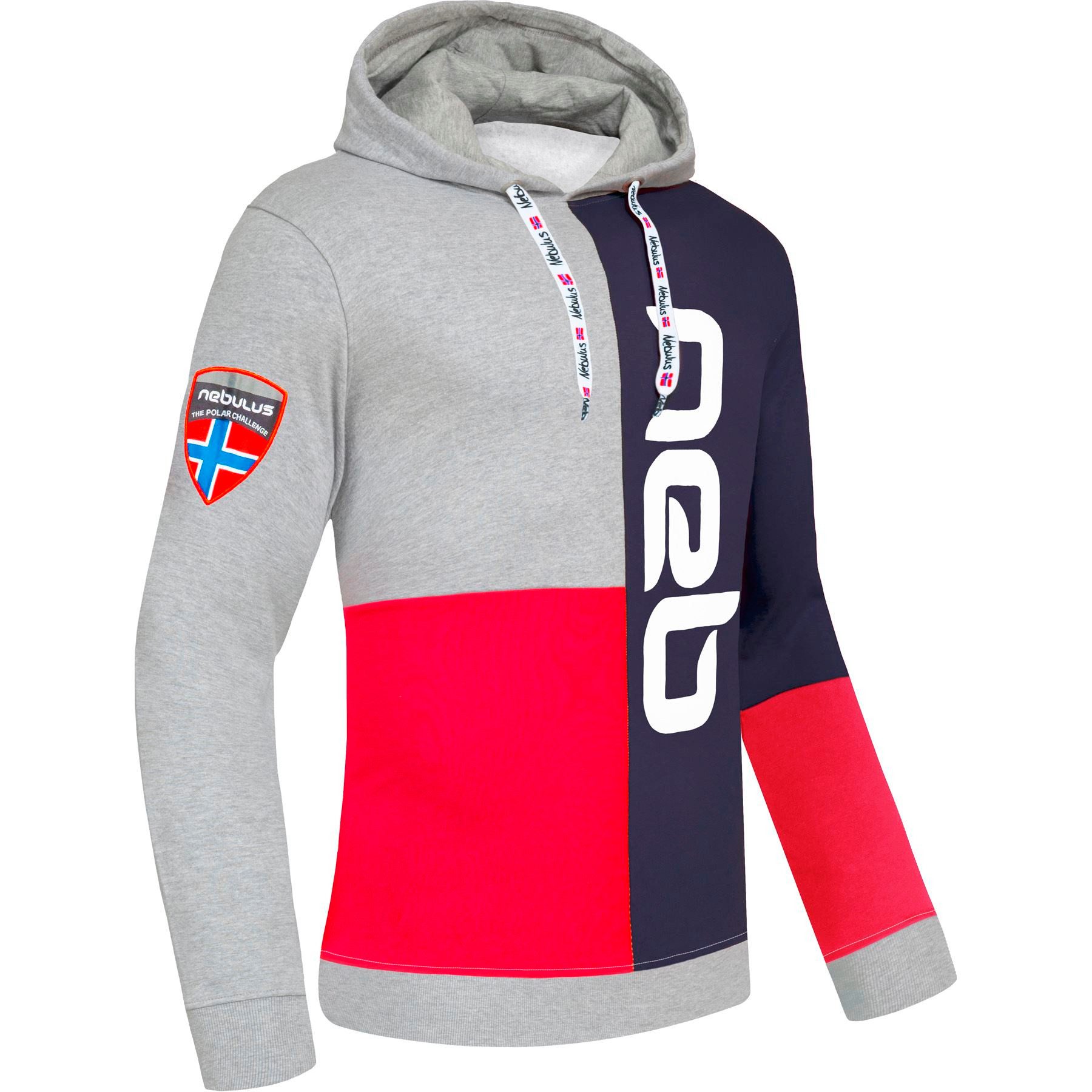 Hoodie NEB, P5041 - Herren, rot-navy-grau, XL