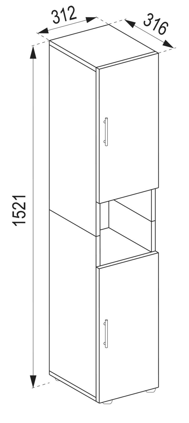 VCM Hochschrank Holz Badmöbel Badschrank Hochschrank Flandu