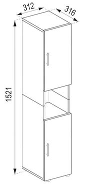 VCM Hochschrank Holz Badmöbel Badschrank Hochschrank Flandu (1-St)