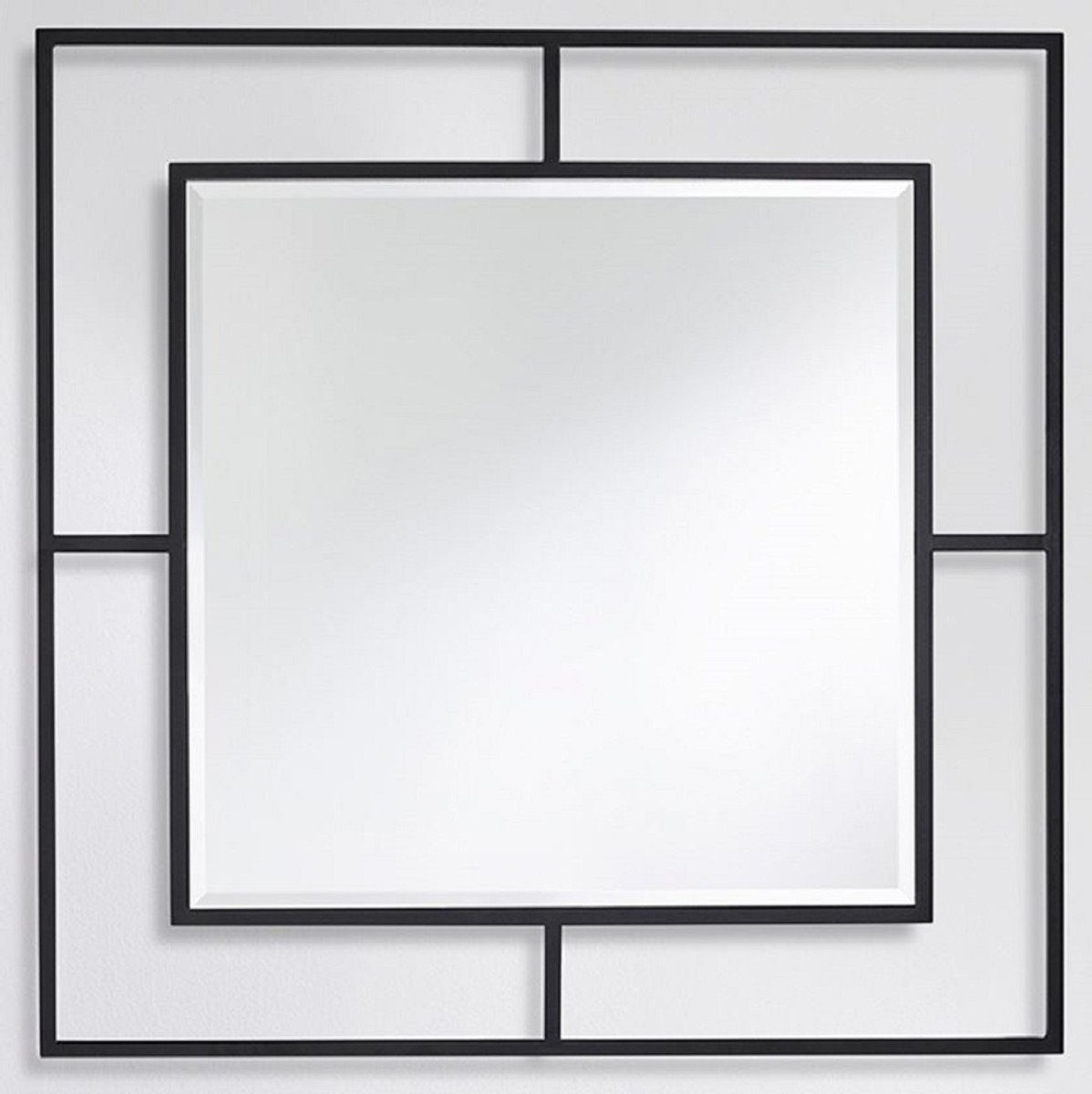 Casa Padrino Wandspiegel Luxus Wandspiegel Schwarz 90 x 2 x H. 90 cm - Wohnzimmer Spiegel - Schlafzimmer Spiegel - Garderoben Spiegel - Luxus Möbel | Wandspiegel