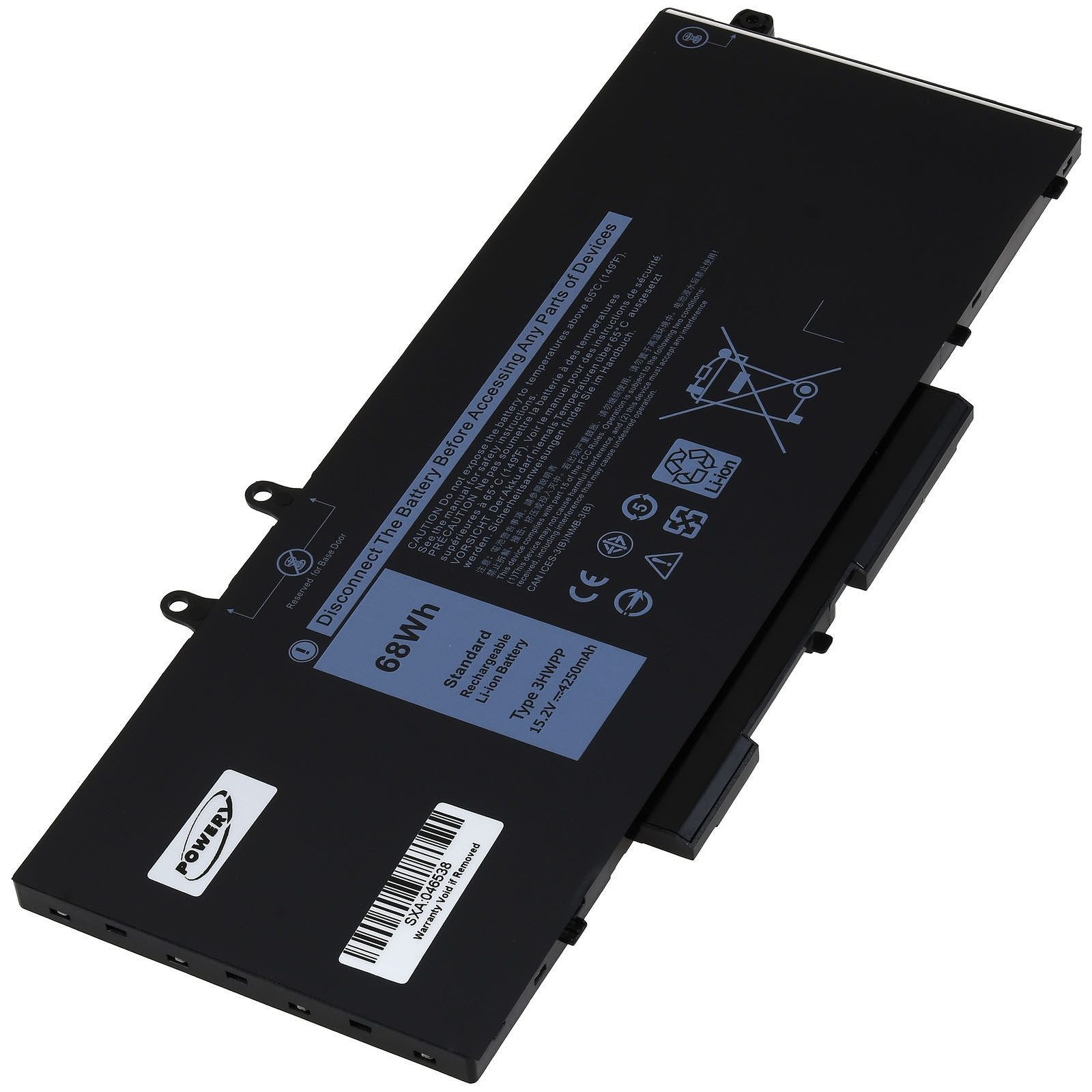 Powery Akku für Dell Latitude 15 5510 Laptop-Akku 4250 mAh (15.2 V)