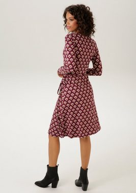 Aniston CASUAL Wickelkleid mit trendfarbenem Retrodruck - NEUE KOLLEKTION