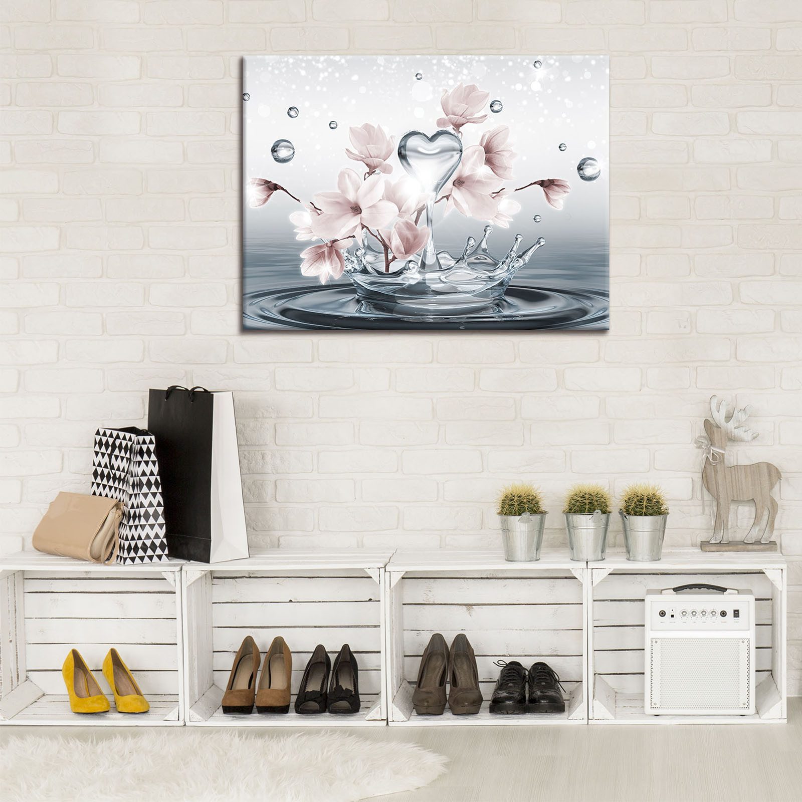 Wallarena Leinwandbild Blumen Abstrakt Grau Modern günstig online kaufen