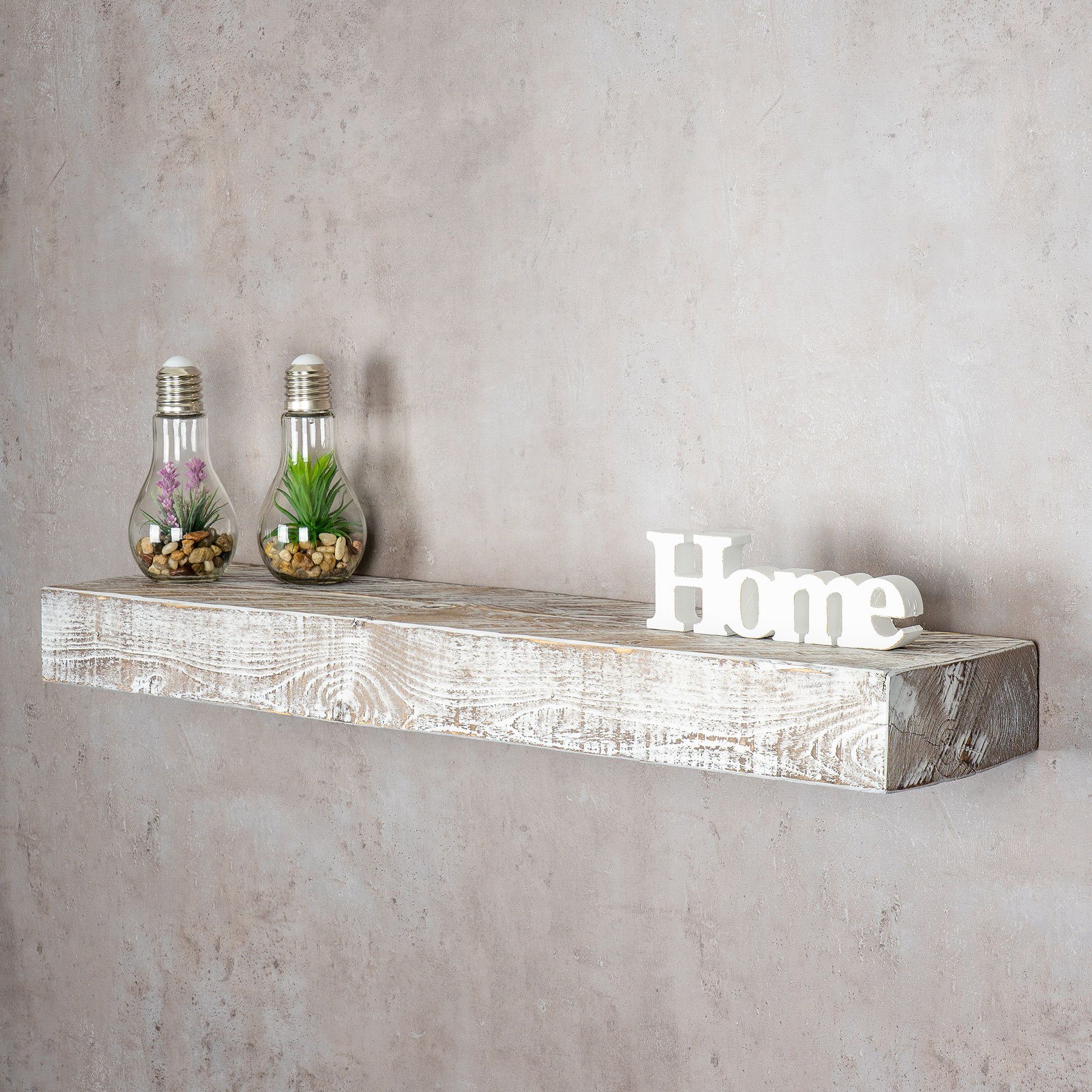 Levandeo® Wandregal, levandeo Wandregal Holz Massiv 80x20cm Shabby Chic Wan günstig online kaufen