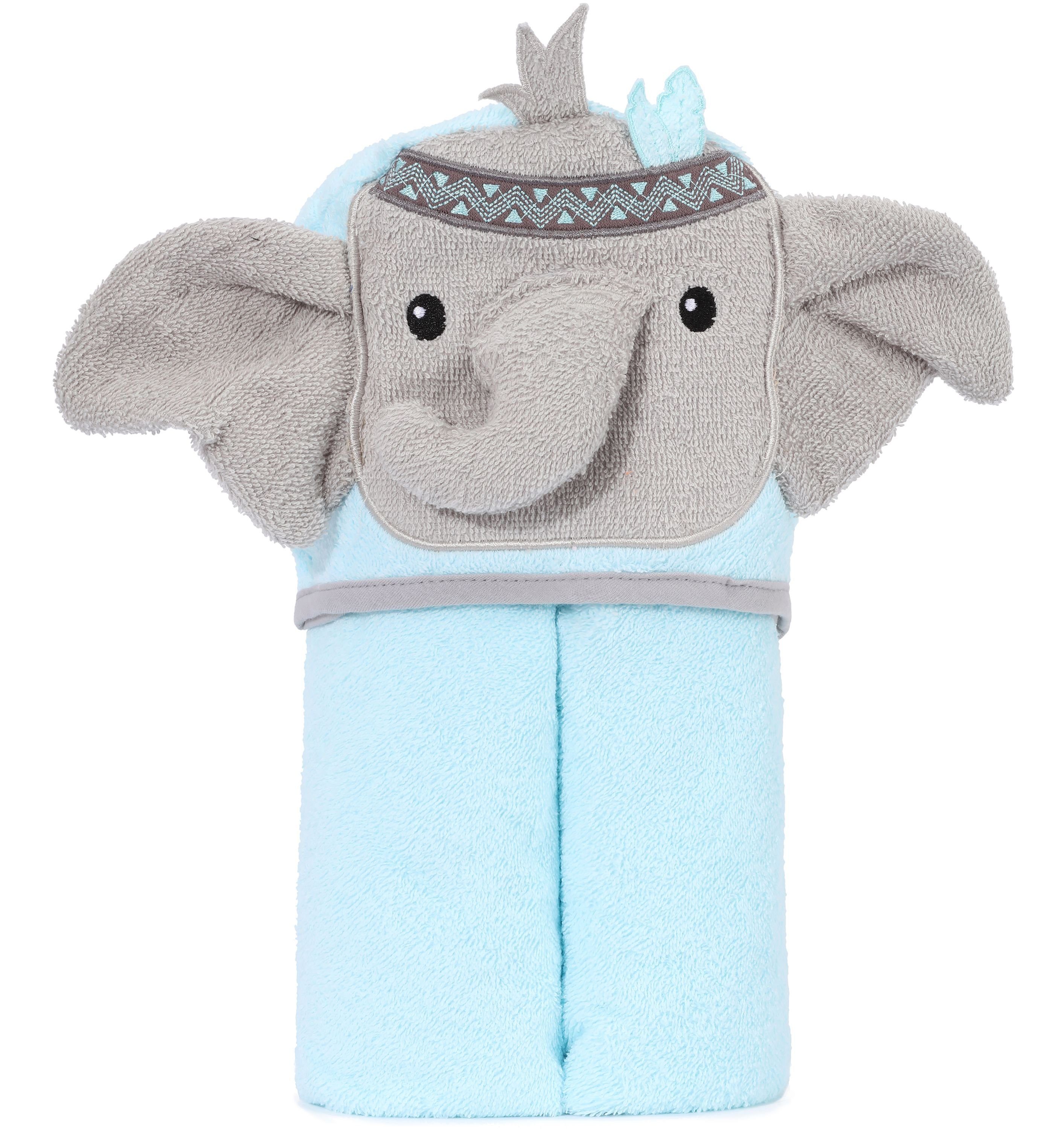 x Kapuzenhandtuch - Baumwolle BE20-272-BBL, Babyhandtuch 95cm 95cm Elefant Handtücher Be aus (1-St) Frottee Mammy Blau