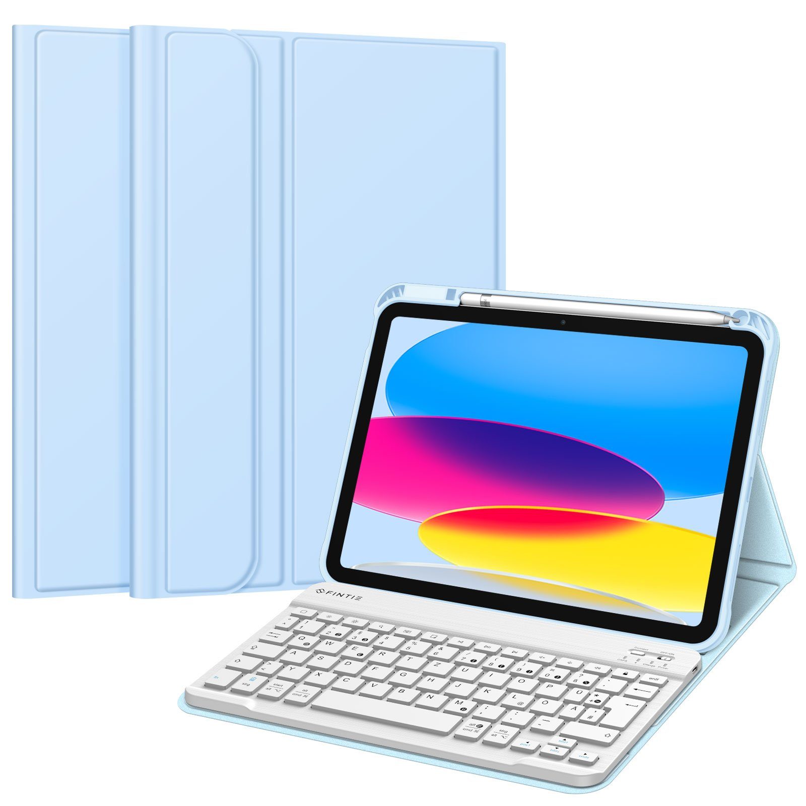 Fintie für iPad 11. Generation 11" 2025(A16), iPad 10. Generation 2022 10.9" Apple-Tastatur (Case mit Pencil Halter, magnetisch Abnehmbarer Tastatur(QWERTZ Layout)