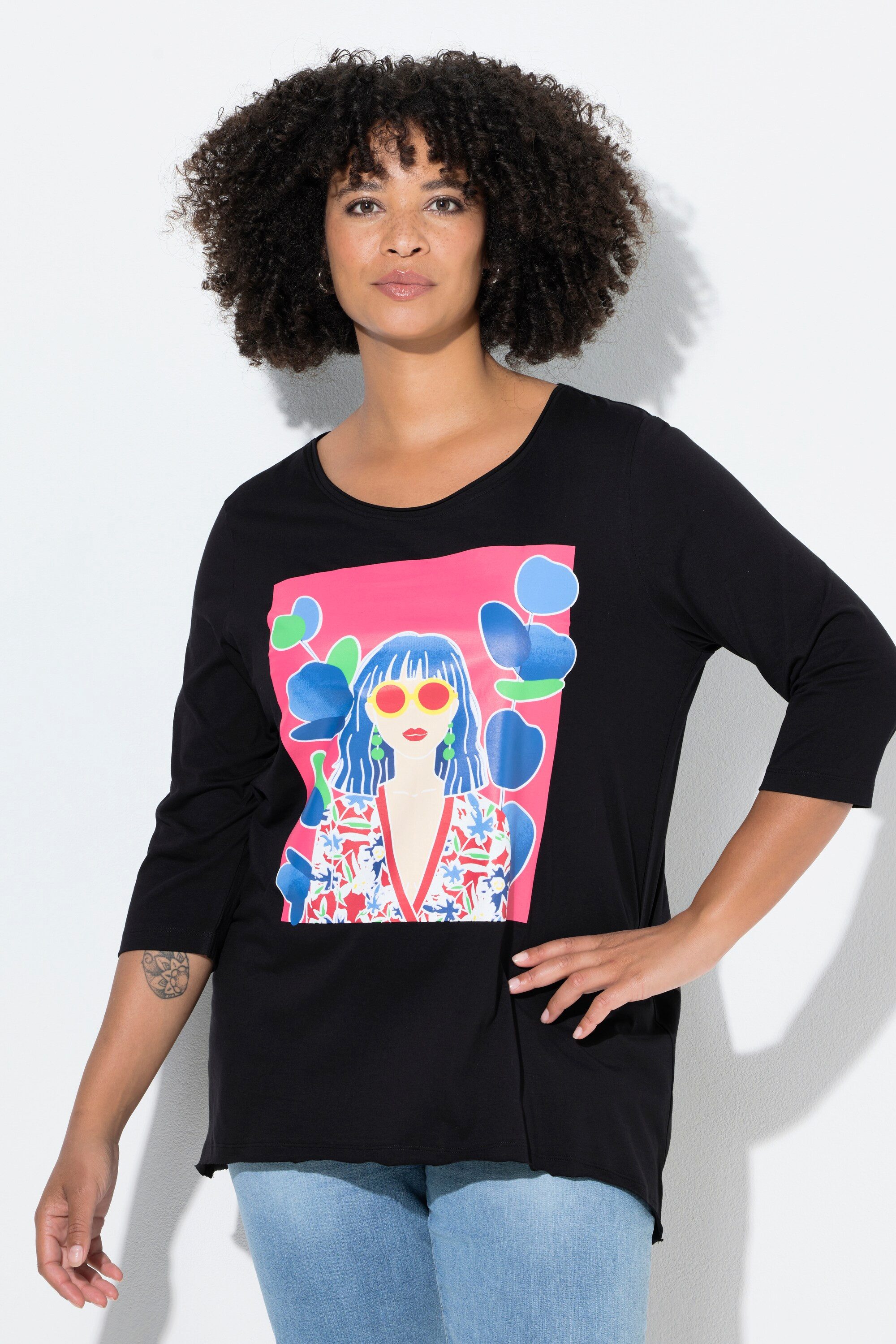 T-Shirt T-Shirt A-Linie Frauen-Motiv Rollkanten