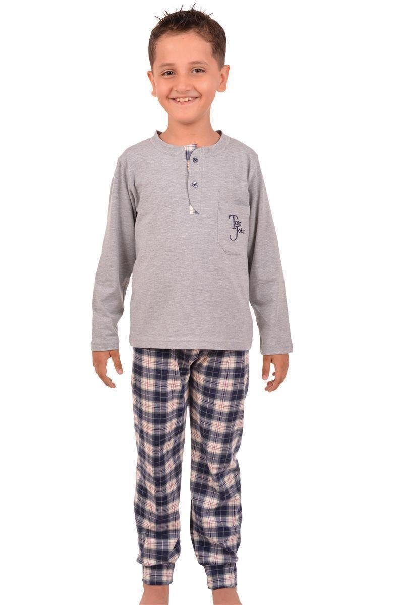 Wäsche/Bademode Nachtwäsche LOREZA Pyjama Jungen zweiteiliger Schlafanzug Langarm aus Baumwo (Set, 2 tlg)