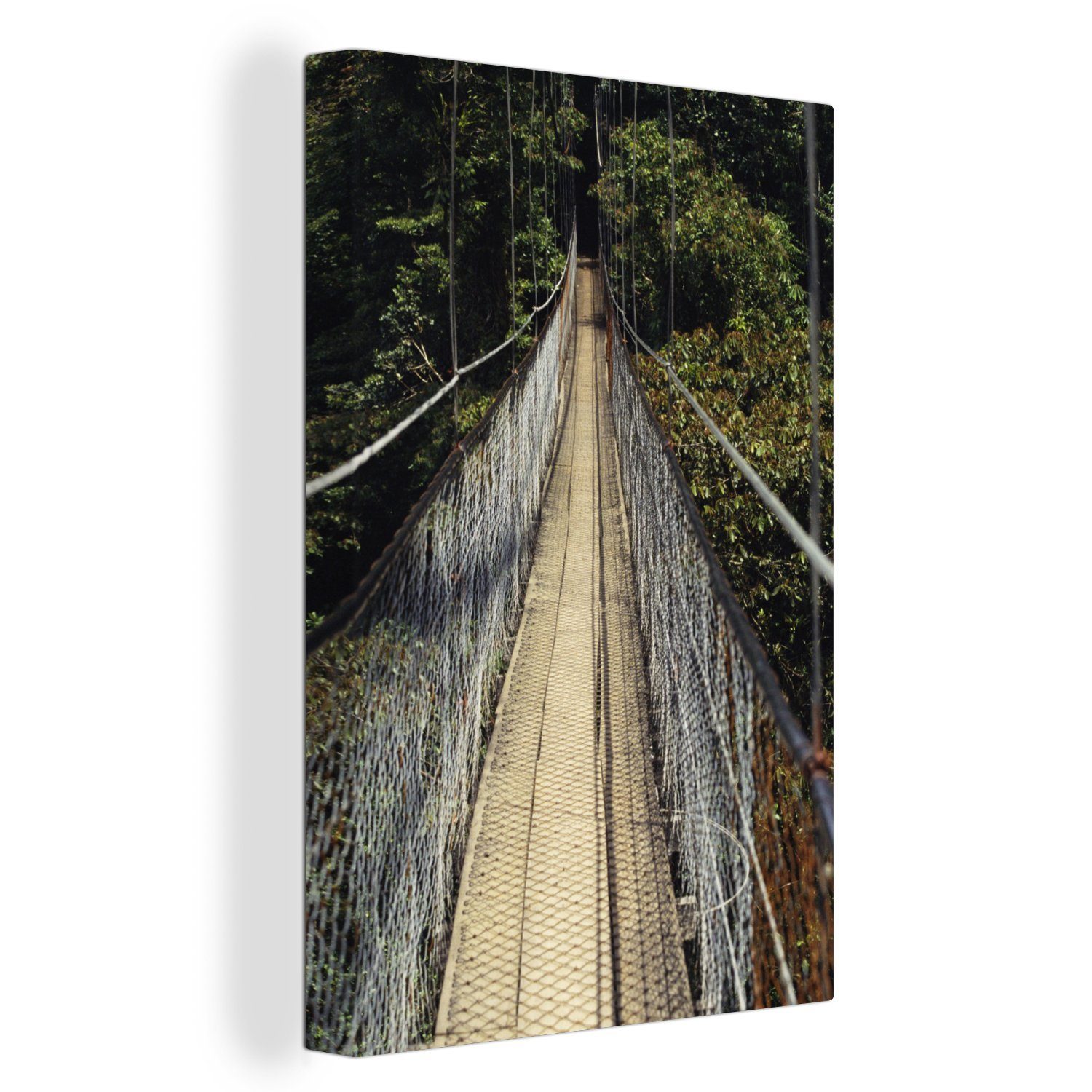 OneMillionCanvasses® Leinwandbild Eine inkl. Costa-Rica, 20x30 St), bespannt Zackenaufhänger, Leinwandbild cm in riesige fertig (1 Gemälde, Hängebrücke