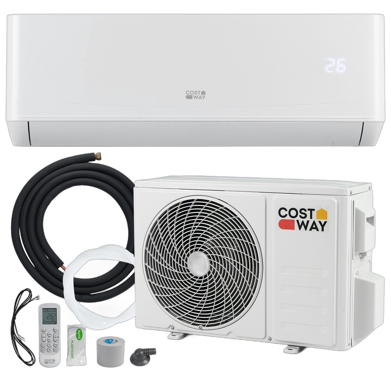COSTWAY Split-Klimagerät, 12000BTU/3,4 kW Heizen und Kühlen, mit 7 Modi, Se günstig online kaufen