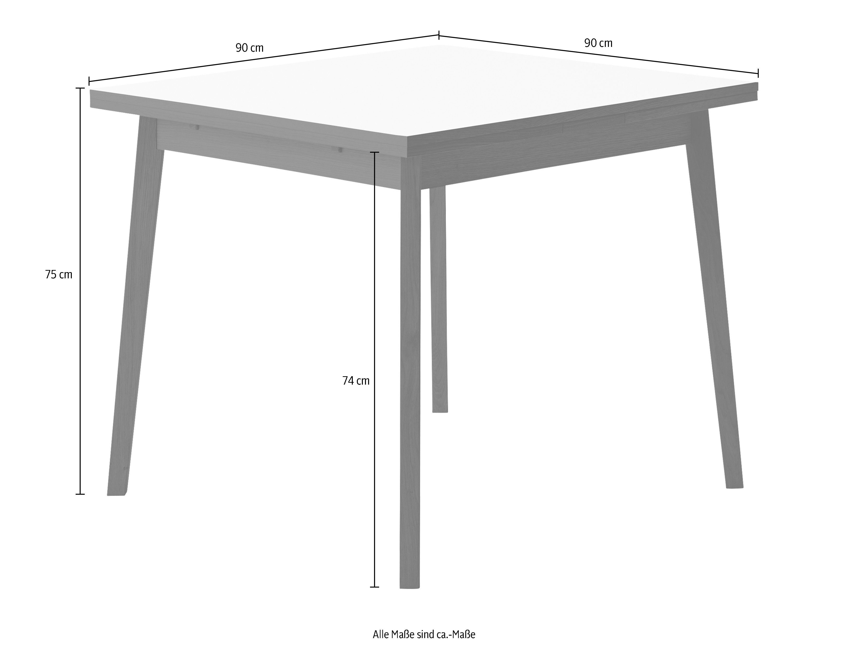 Melamin, aus Furniture cm, Gestell aus Hammel 90(164)x90 Schwarz/Weiß Massivholz Hammel Single, Esstisch by Tischplatte Basic