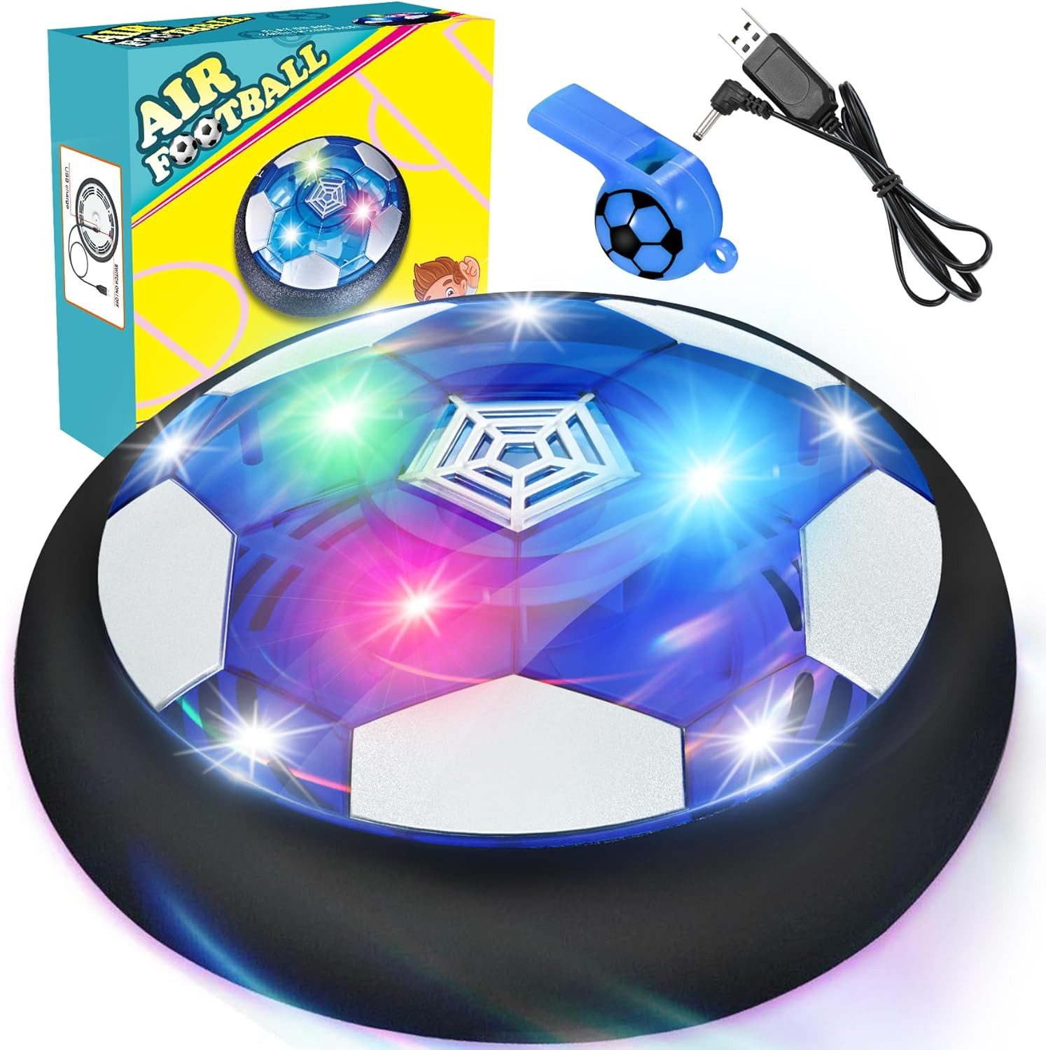 POPOLIC Spielball Air Power Fußball, Wiederaufladbar Indoor Fußball, LED-Fussball (1-St., Fussball Spiele Hover Ball), Interaktiver Fußballspaß, Spielvergnügen, Kinderspielzeug