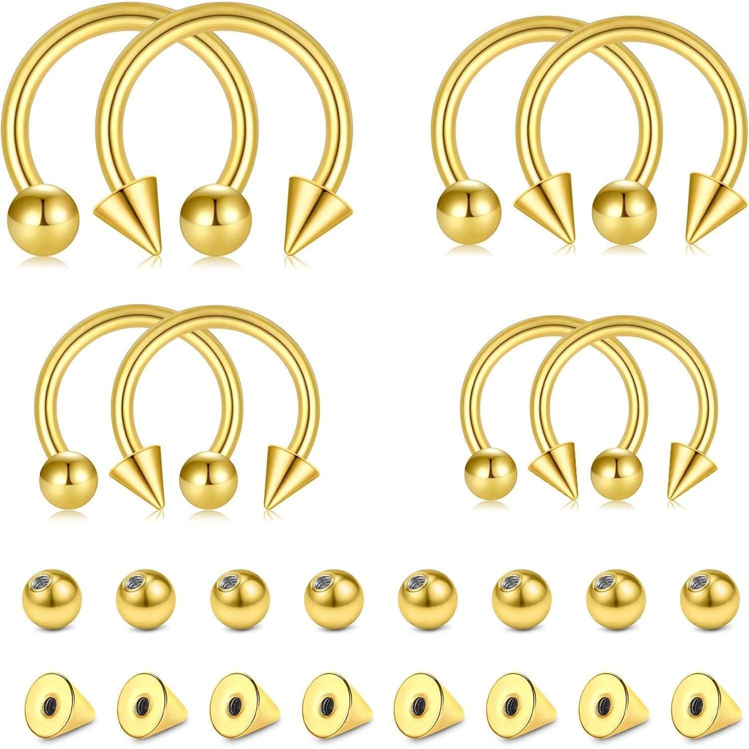 Nasenpiercing 16G Edelstahl Hufeisen Septum Piercing Ring Set, 6/8/10/12mm Creolen