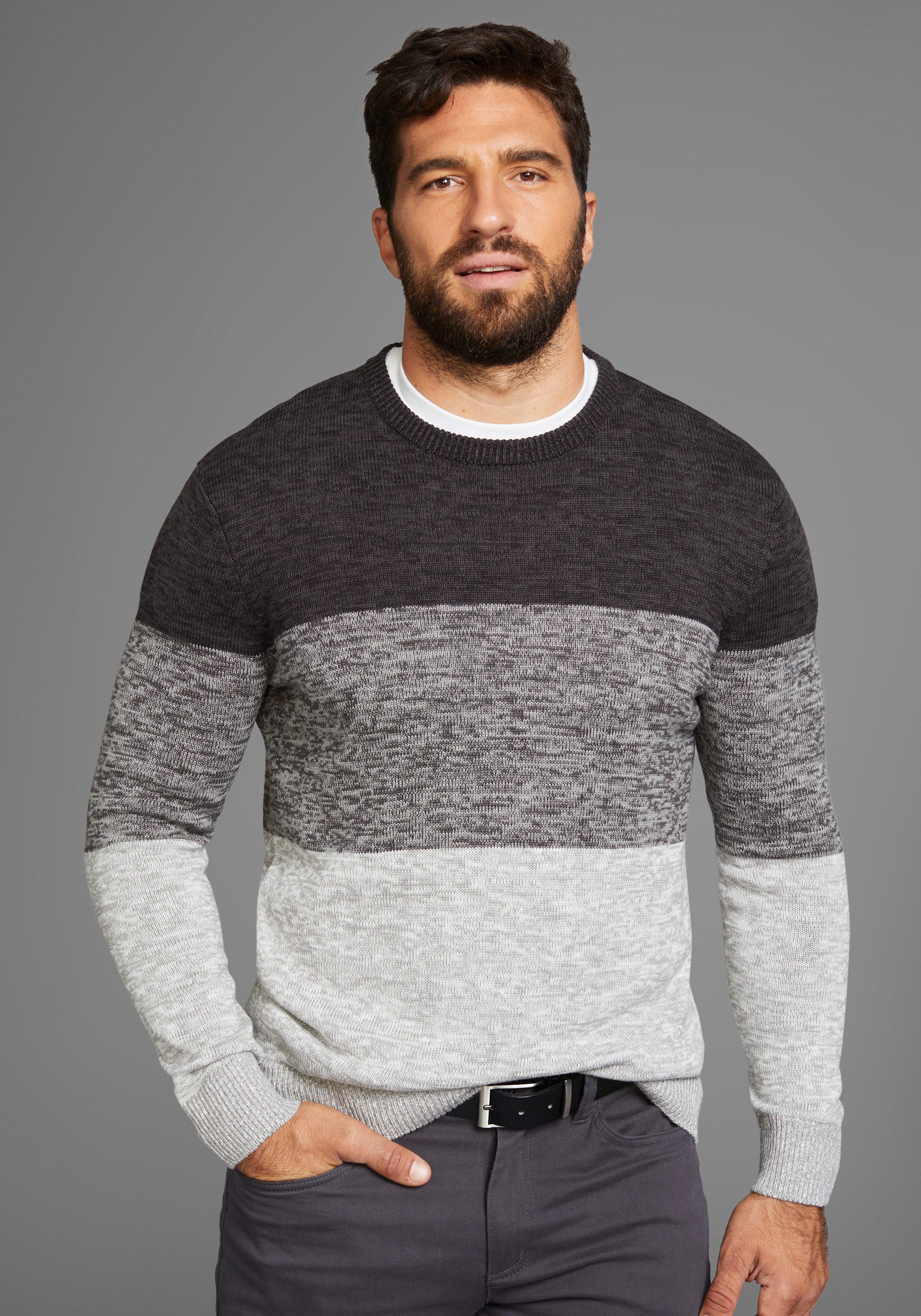 Man's World Rundhalspullover Bis Größe 5 XL mehrfarbig günstig online kaufen