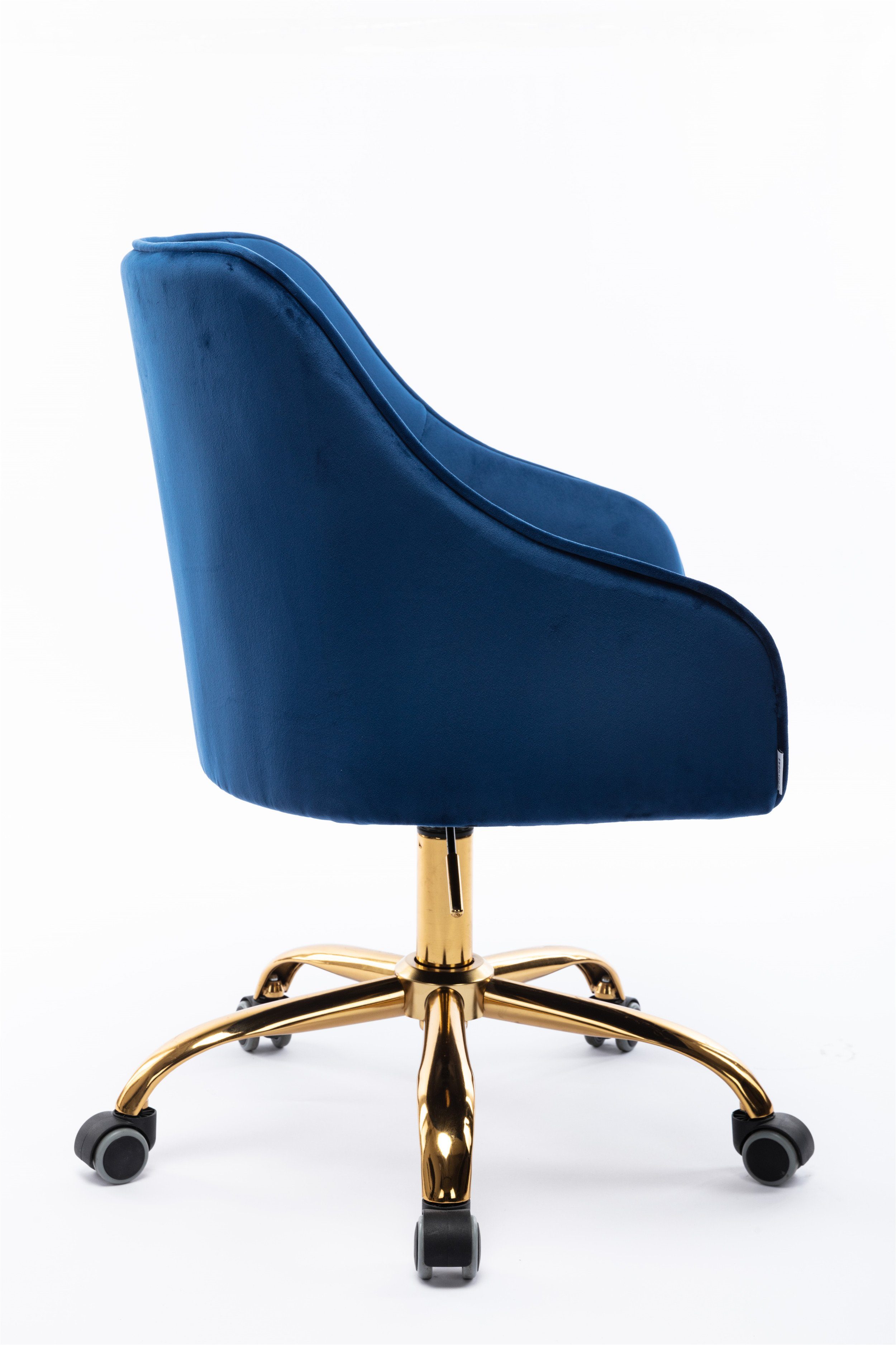St), Basis aus (1 goldfarbener gepolstert Navy Drehstuhl mit Bürostuhl, Samt, Bürostuhl Schreibtischstuhl höhenverstellbar Merax