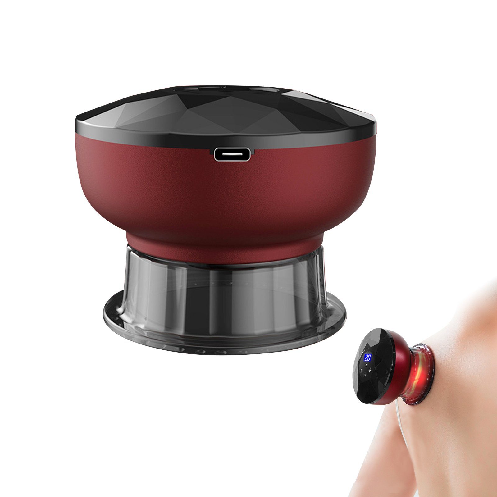 TWSOUL Massagegerät Tragbares elektrisches Schröpfmassagegerät mit Druckknopf, Heißkompresse mit konstanter Temperaturg