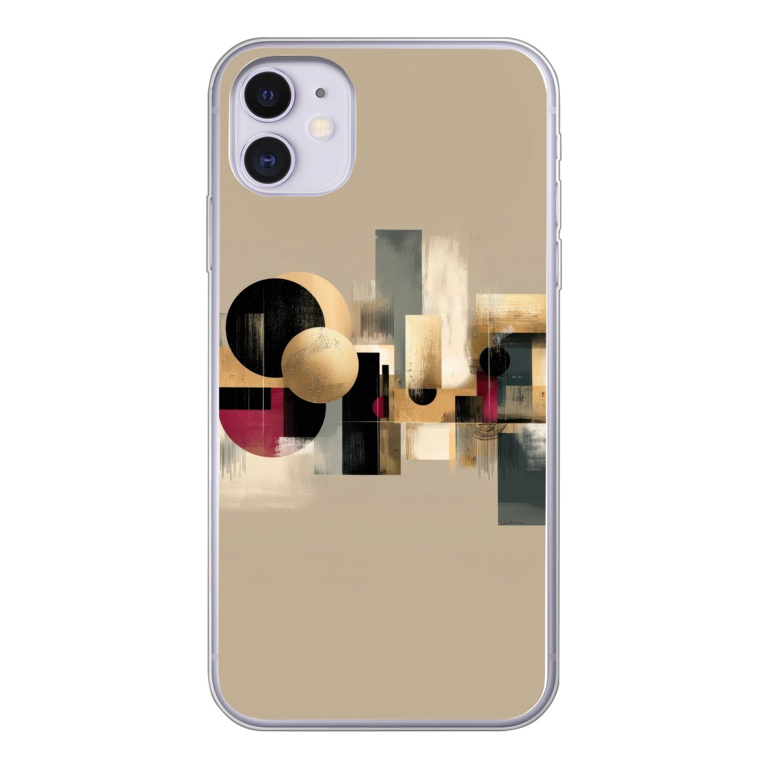 MuchoWow Handyhülle für Apple iPhone 11 Abstrakt - Formen - Beige - Texturen, Smartphone-Bumper, Print, Handy Schutzhülle Dünn