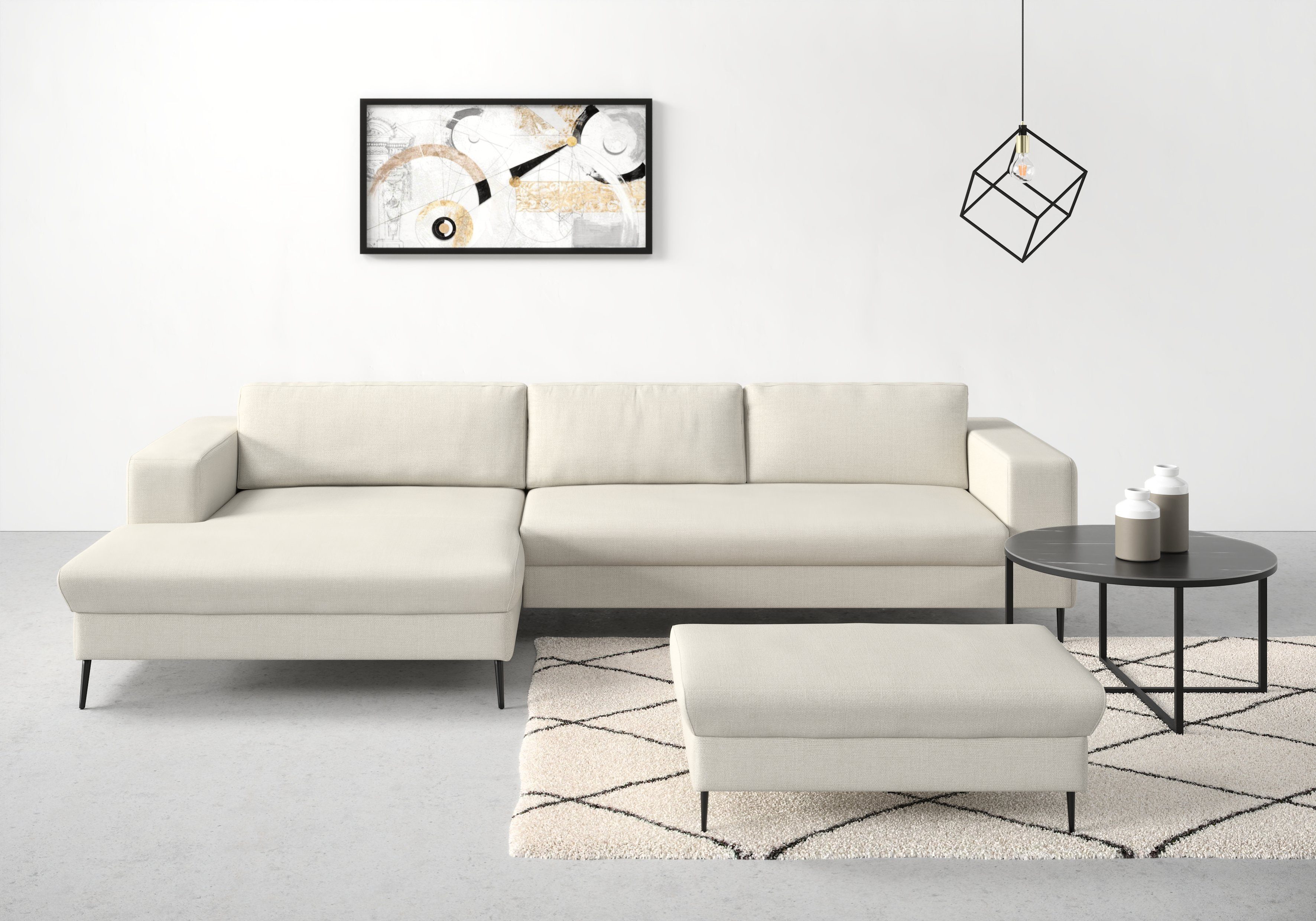 DOMO collection Ecksofa Modica L-Form, moderne Optik mit großzügiger RecamiÃ¨re, auch in Cord