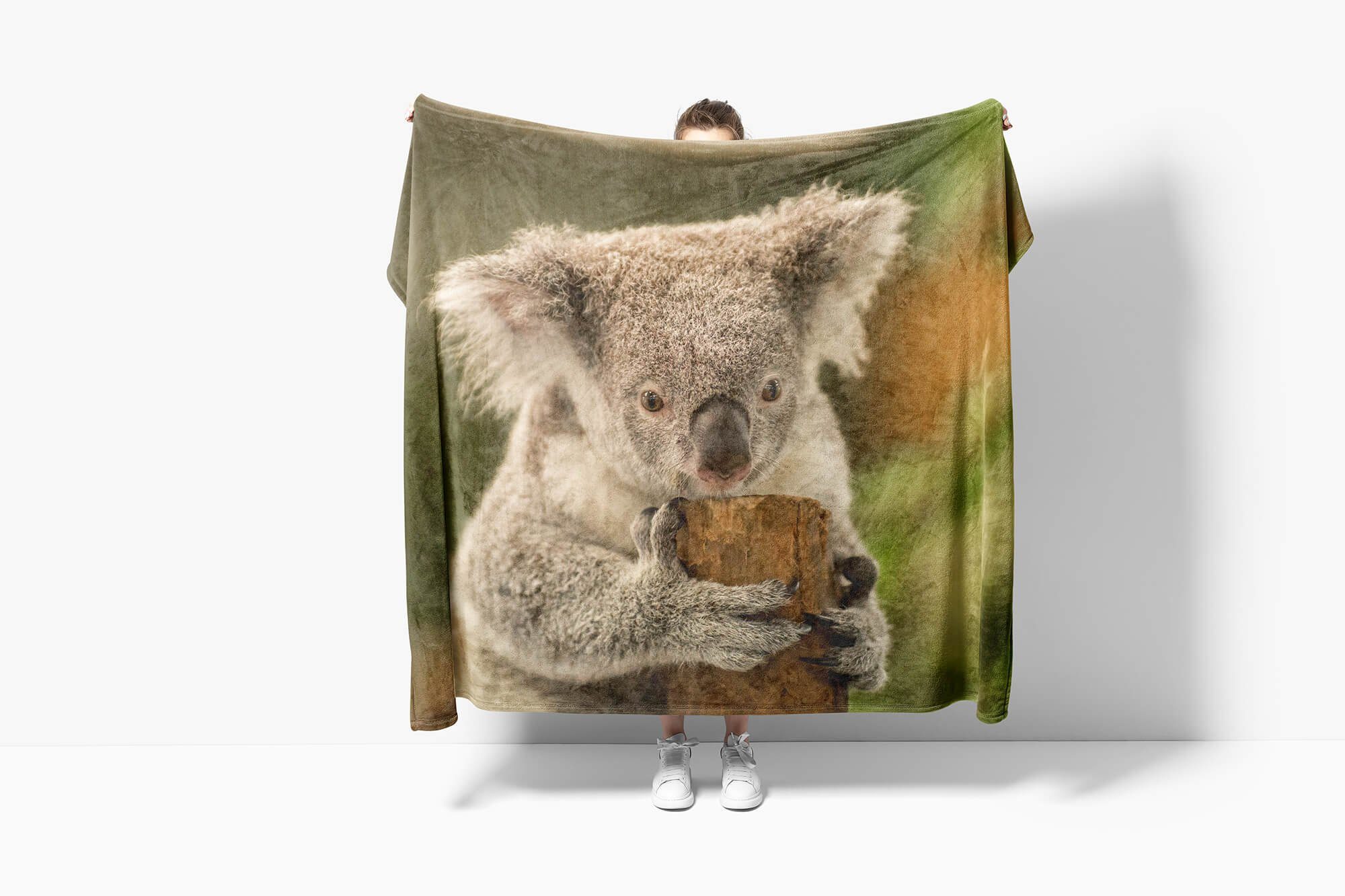 Sinus Art Handtücher Handtuch Strandhandtuch Kuscheldecke Handtuch Koalabär Tiermotiv Saunatuch mit Baumwolle-Polyester-Mix (1-St), Koala Aus