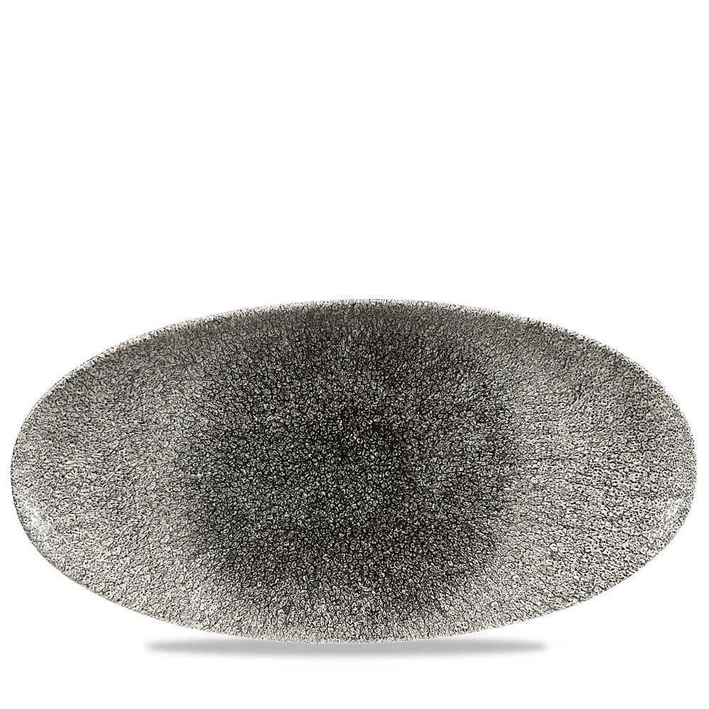 Teller Super Vitrified Studio Prints Raku Quartz Black Oval Chefs