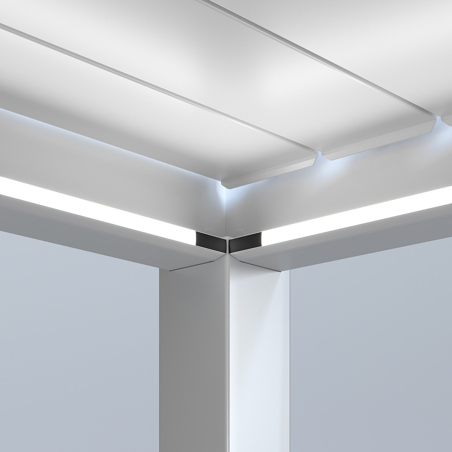 Weide Pergola LED Beleuchtung Kit für freistehende Pergola Außenbereich Weiß, BxTxH: 300x300x1 cm, (Hochwertigstes Aluminium & verzinkte Stahl-Lamellen, Komplettset)
