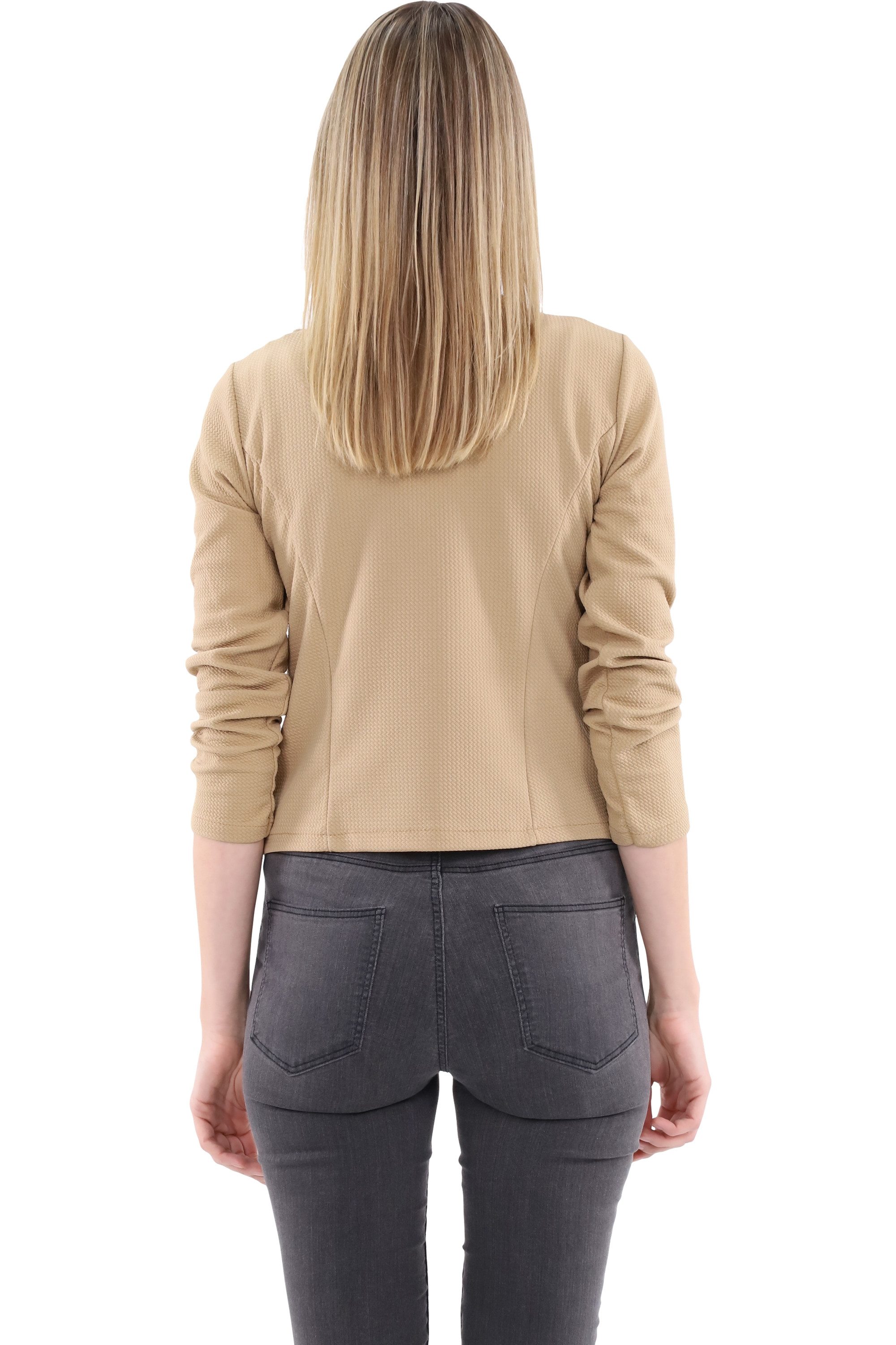 malito more than fashion Jackenblazer malito Damen Blazer ohne Kragen, Sakko im Basic Look, Kurzjacke mit Sweatblazer im Basic-Look