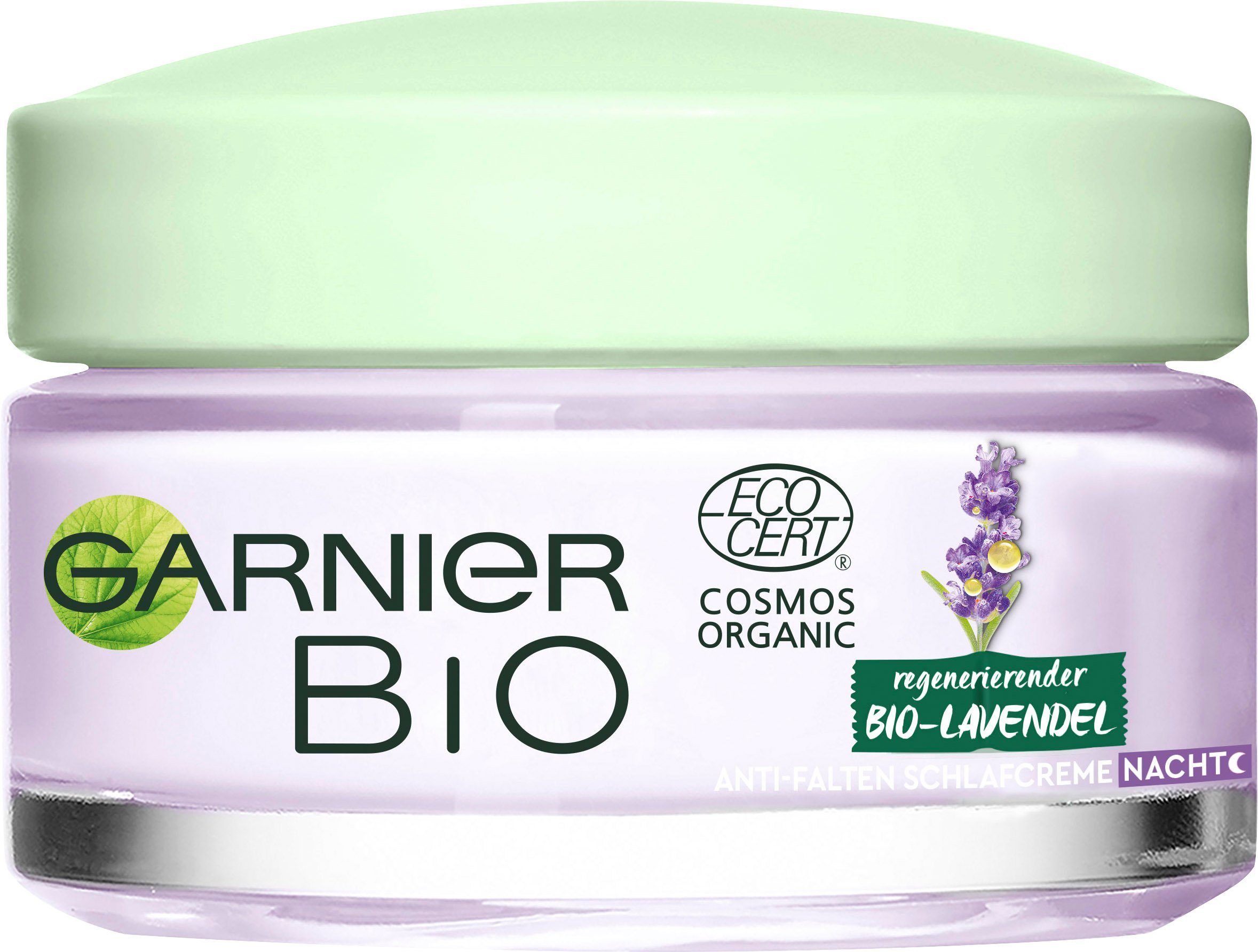 GARNIER Nachtcreme regenerierender Bio-Lavendel Anti-Falten Schlafcreme,  Angereichert mit ätherischem Lavendel-Öl und Jojoba-Öl
