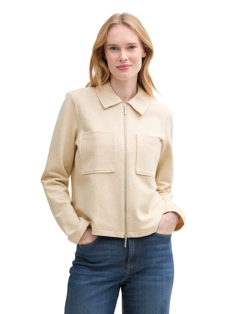 TOM TAILOR Blusenblazer blazer jacket ottoman summer beige melange