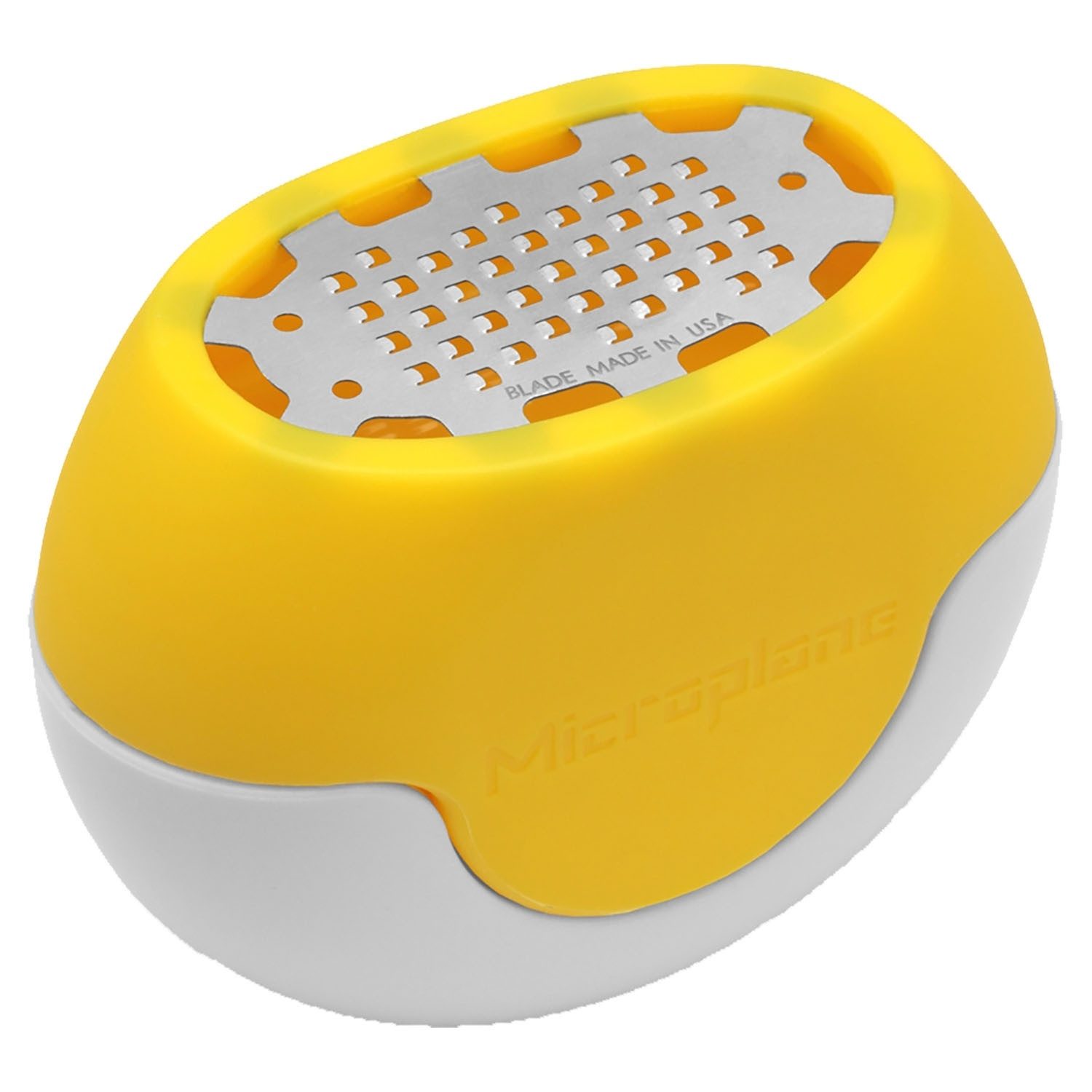 Microplane Zitronenreibe FLEXI ZESTI, L 7 cm, Gelb, Weiß, Edelstahl, Silikon, (1-St), Spülmaschinengeeignet, mit Vertiefung für Schalenabrieb