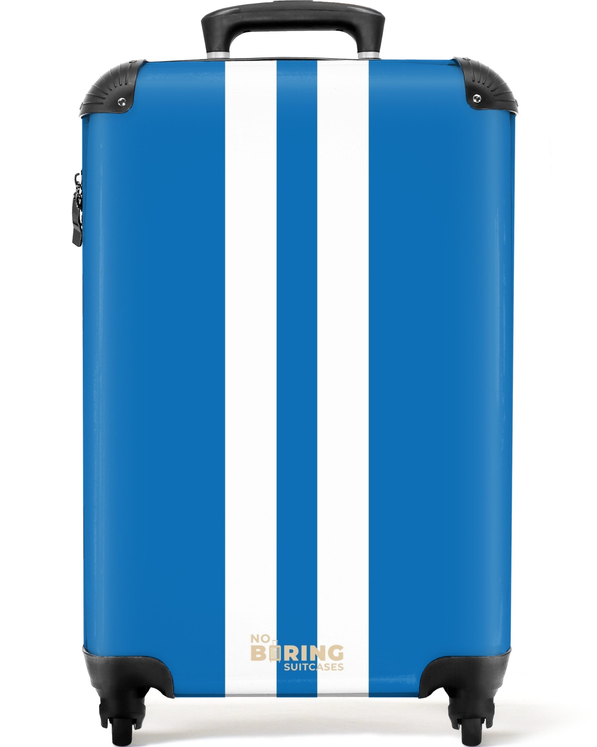 Hartschalen-Trolley Hellblauer Hintergrund mit doppeltem weißen Mittelstreifen 55x35x20cm